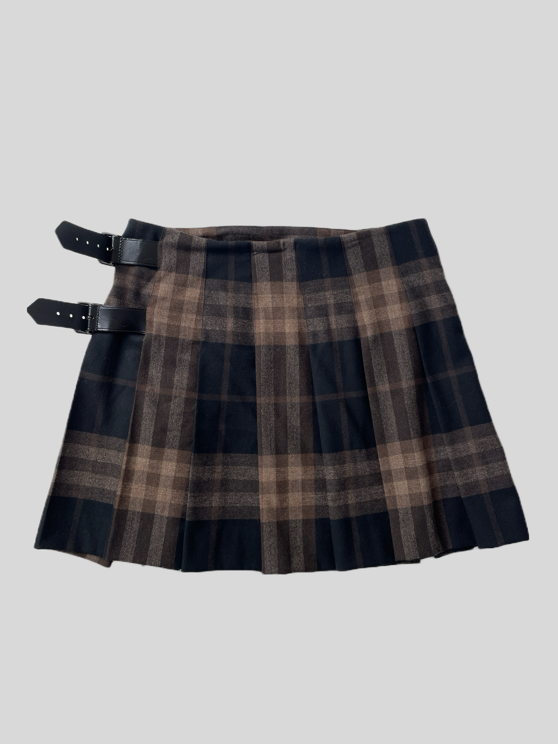 Vintage Burberry Brit brown wool mini skirt