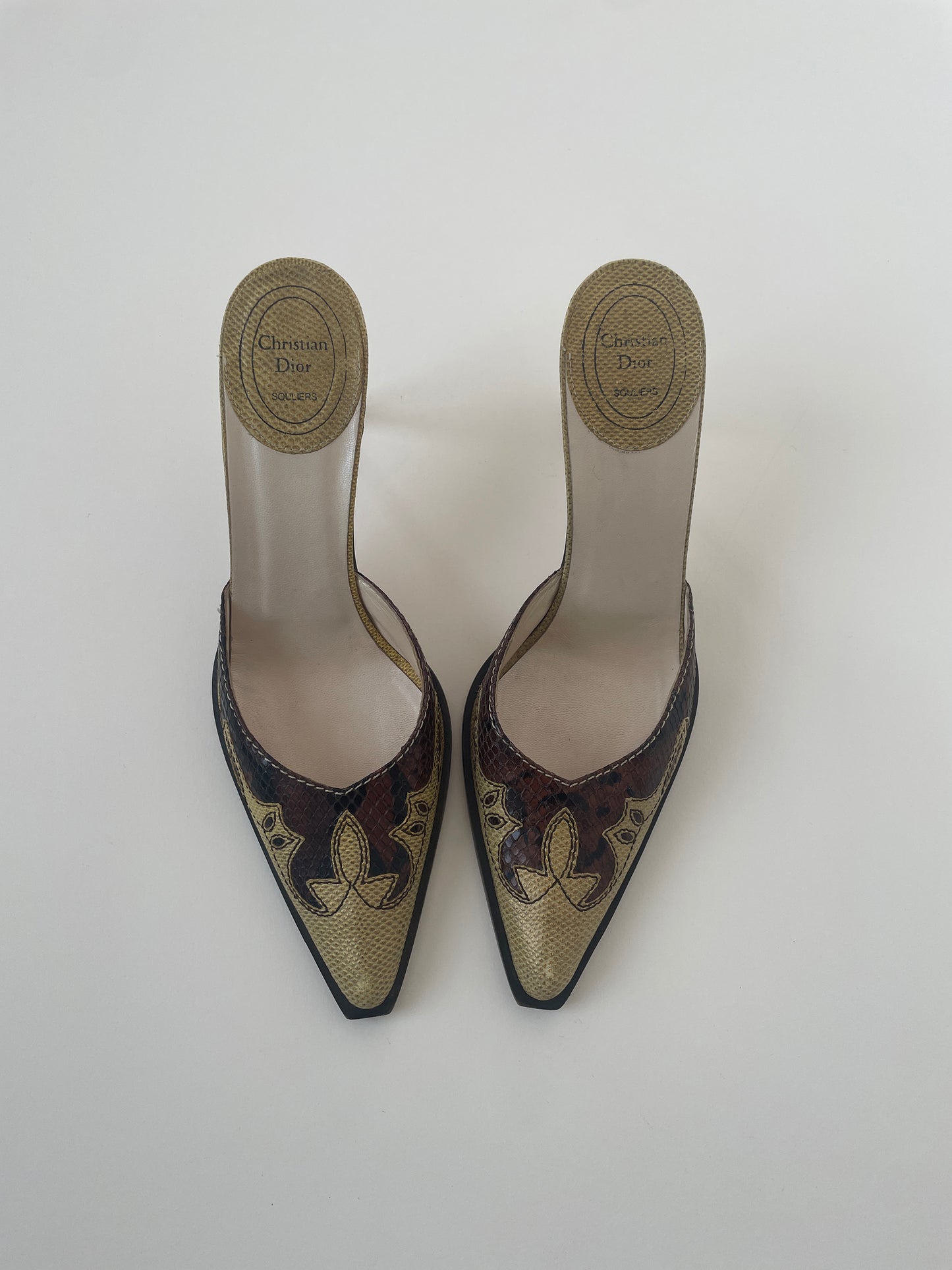 Christian Dior 1990s python western mules