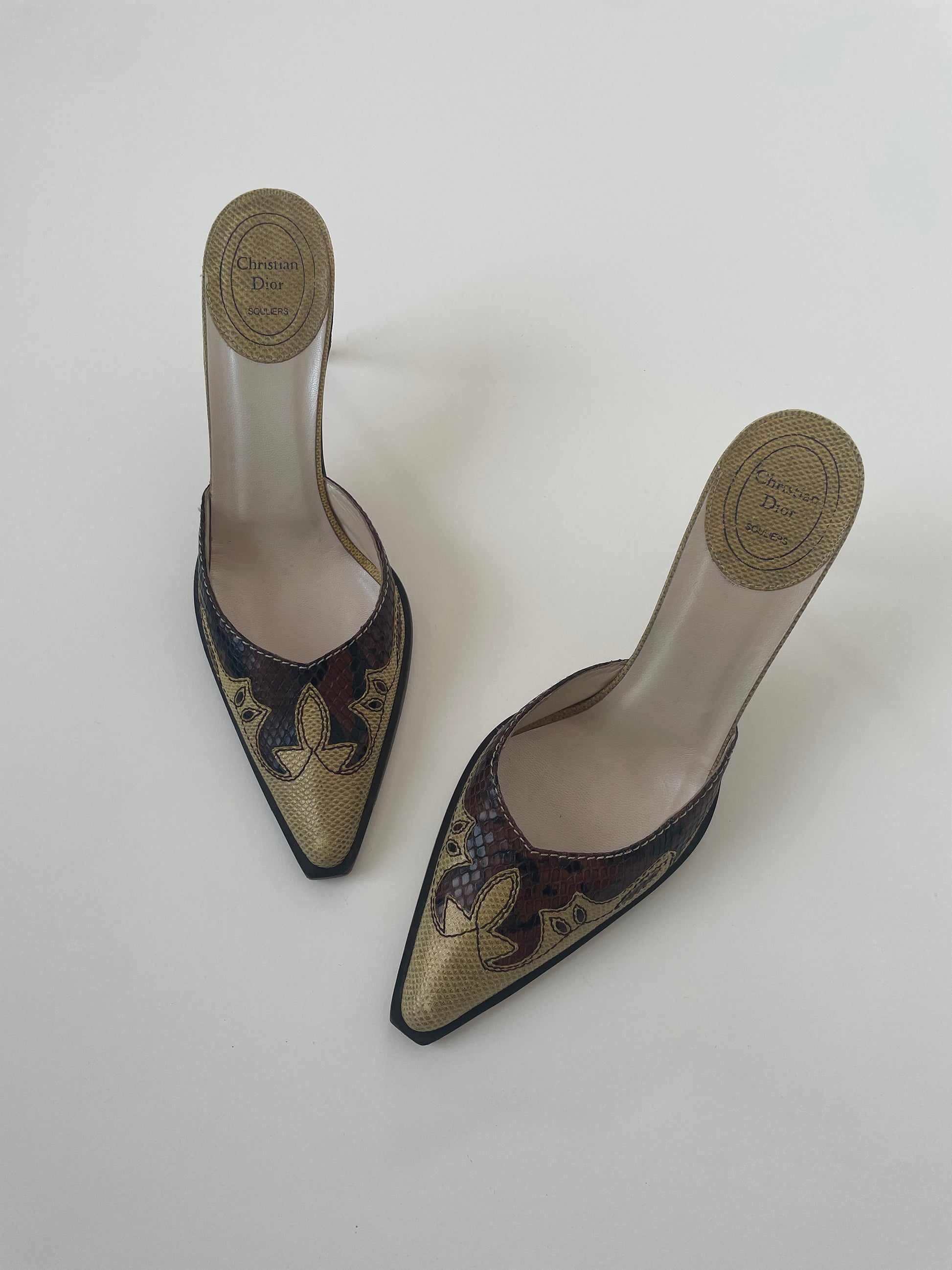 Christian Dior 1990s python western mules