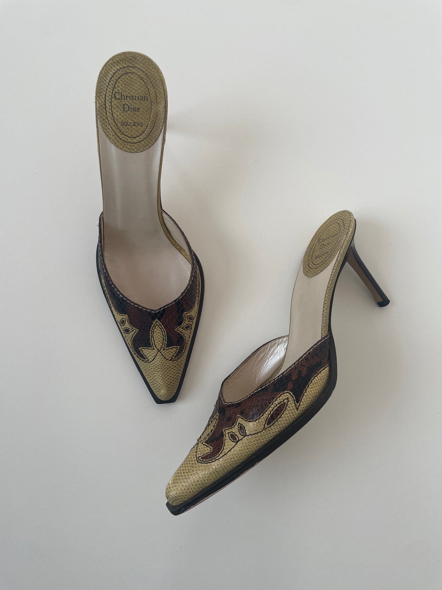 Christian Dior 1990s python western mules