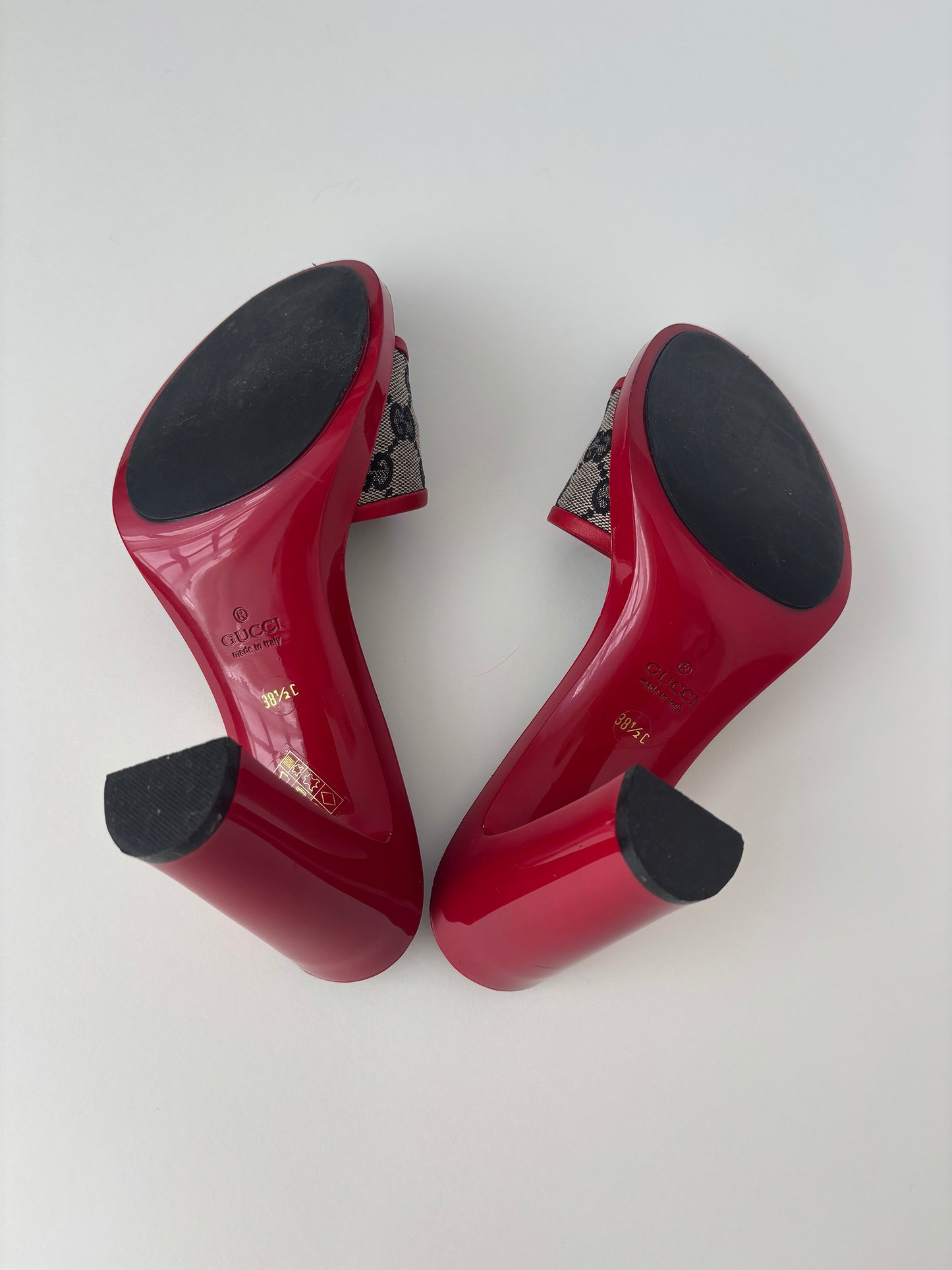Gucci 2000s by Tom Ford red monogram block heels (EU 38,5 / US 8)