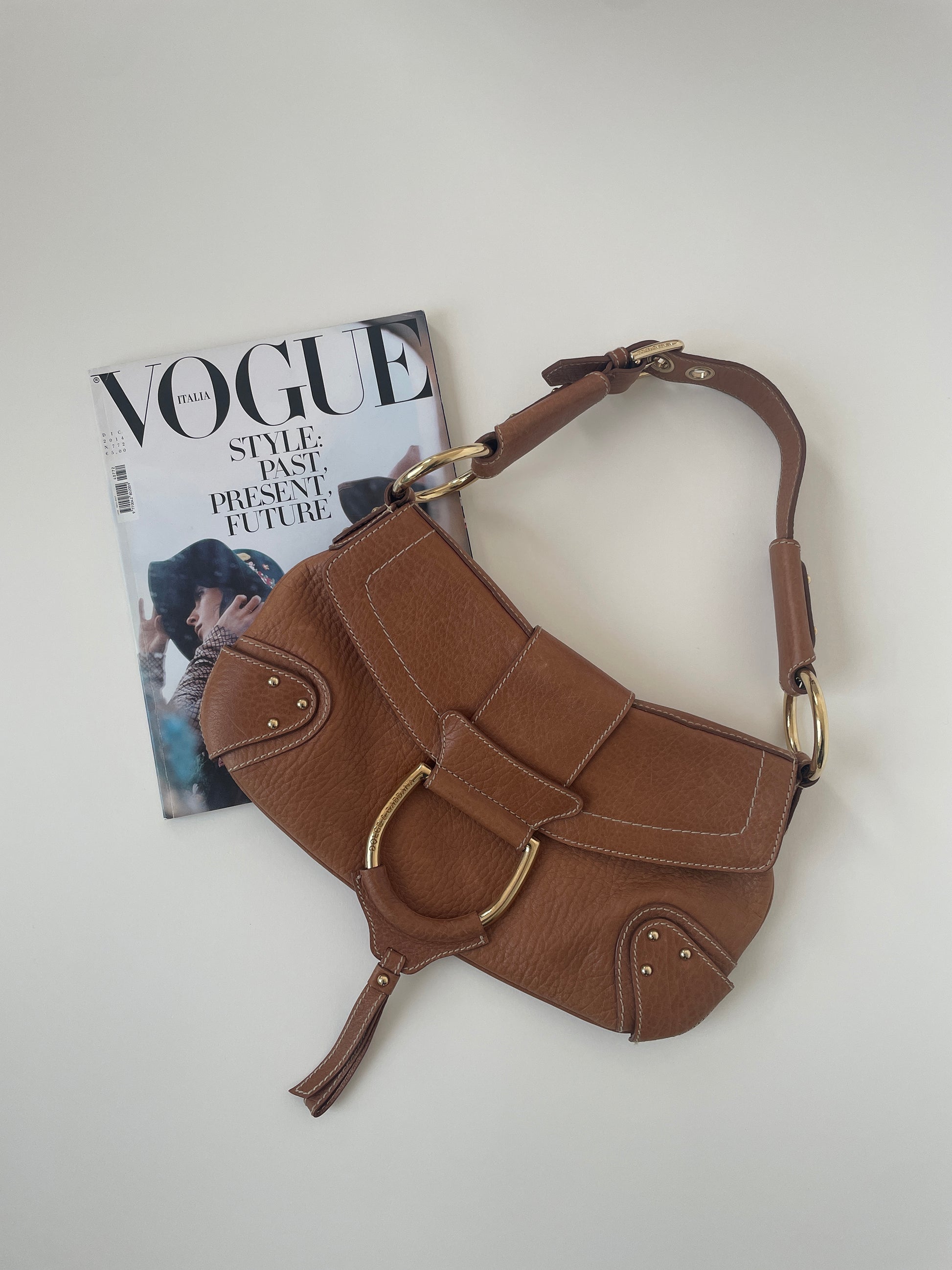 Vintage Dolce & Gabbana rare 2000s camel brown XL baguette bag
