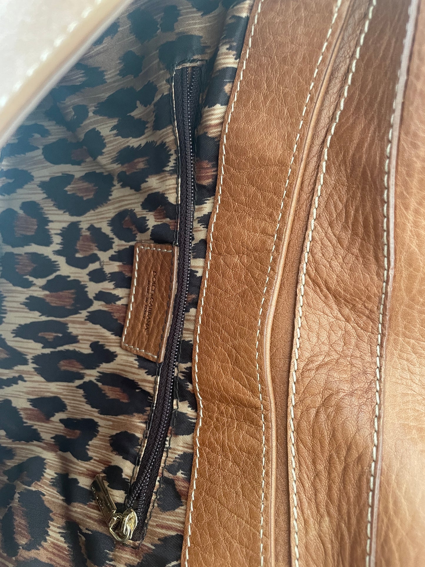 Dolce & Gabbana 2000s caramel brown XL D-ring baguette bag