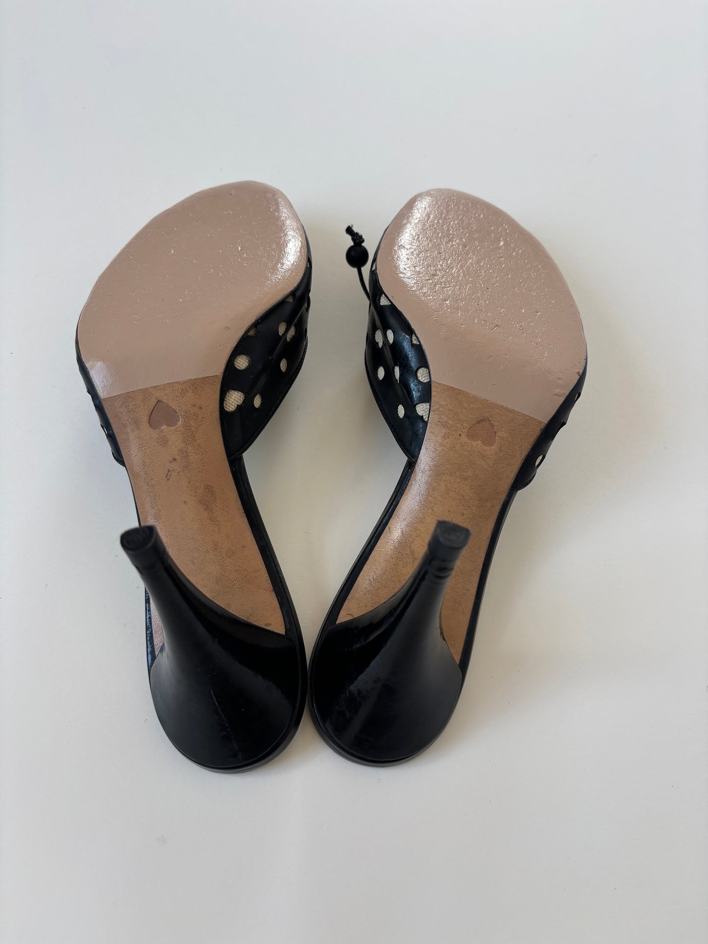 Moschino 2000s black heart dot bow heels (EU 38 / US 7.5)