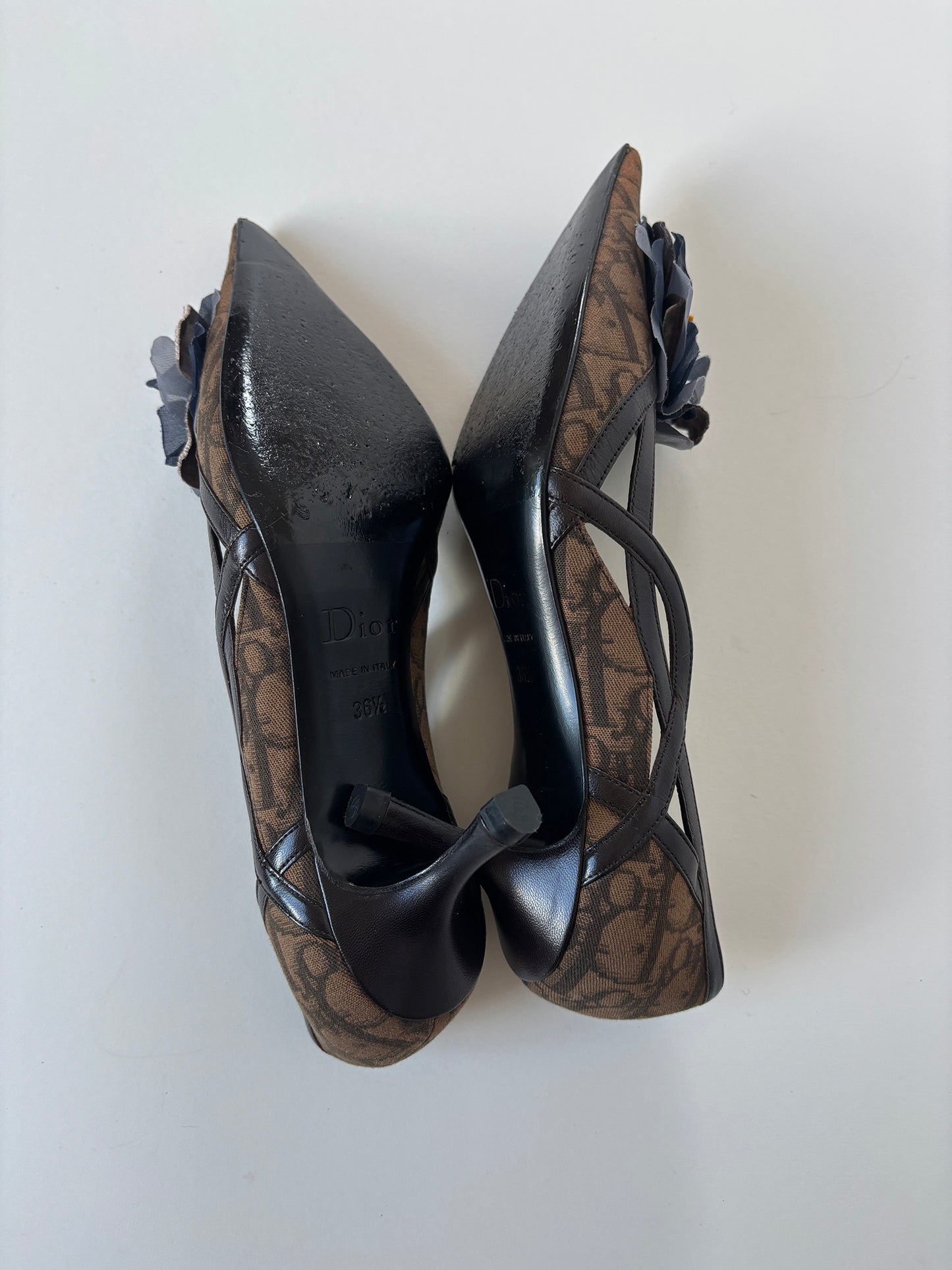 Christian Dior 2000s by John Galliano brown trotter monogram flower pumps (EU 37 / US 6.5)