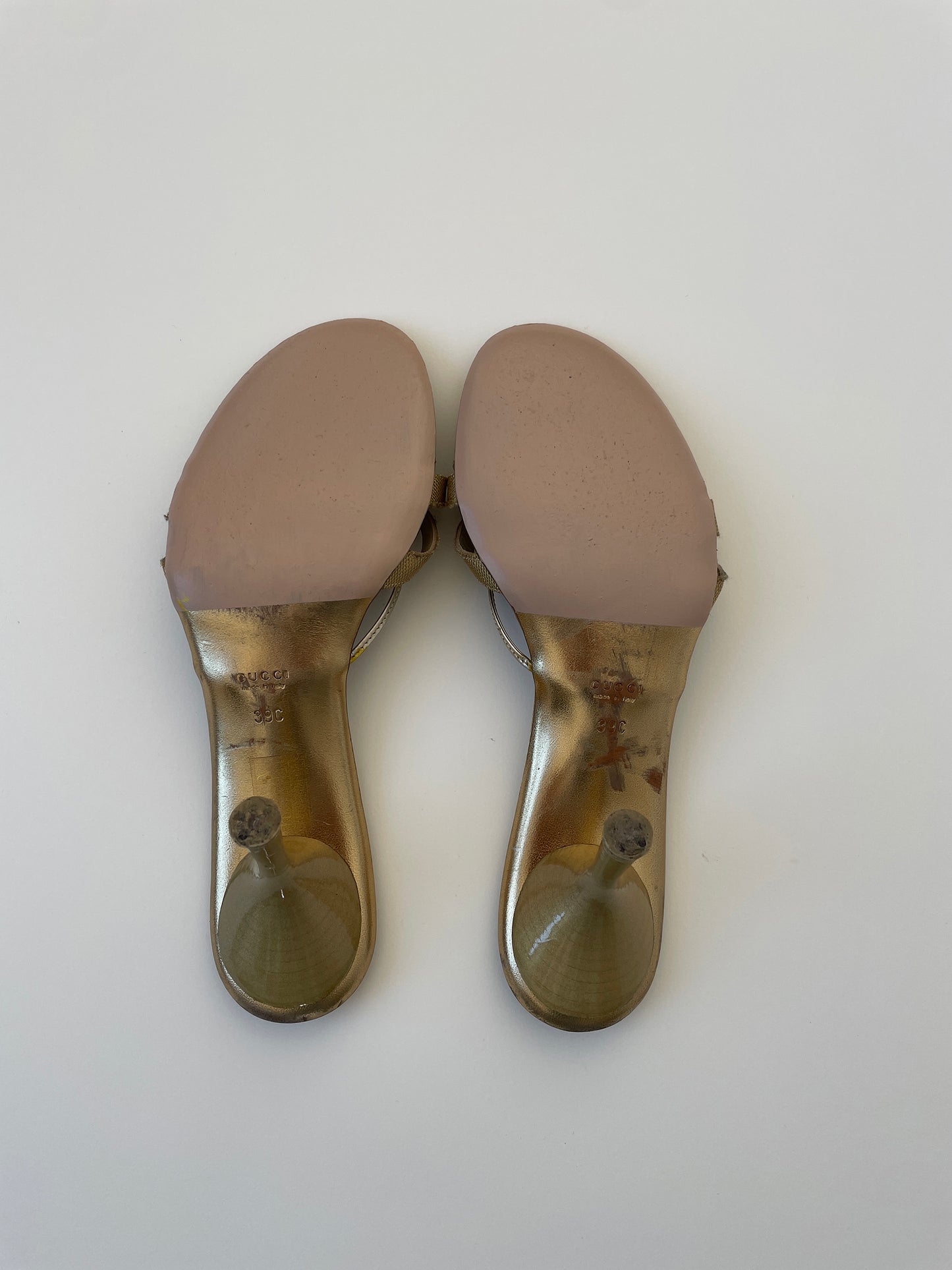 Gucci by Tom Ford golden skinny strappy O-ring sandal heels (EU 39 / US 8.5)
