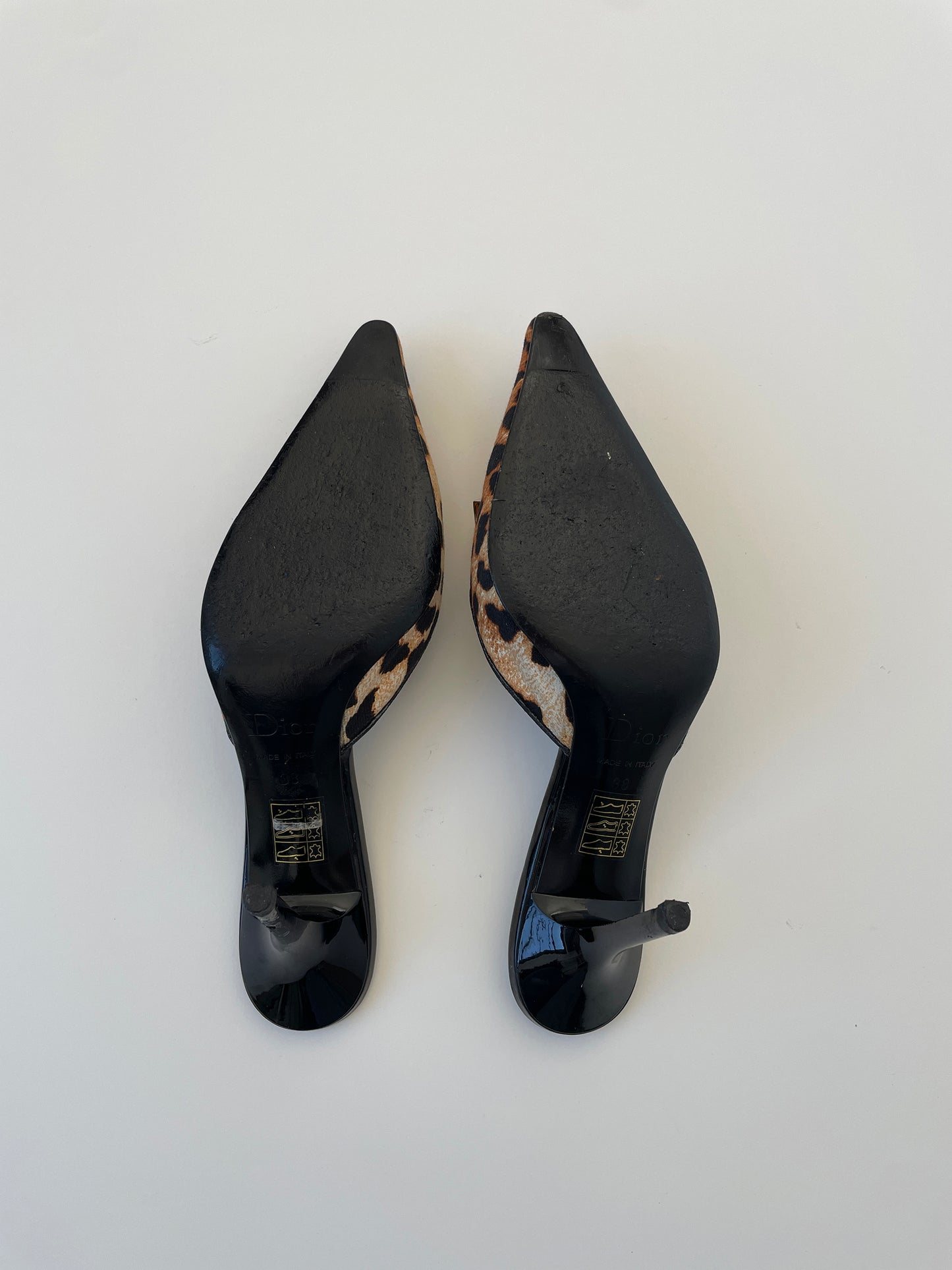 Christian Dior iconic F/W 2004 by John Galliano cheetah dice mules (EU 38 / US 7.5)