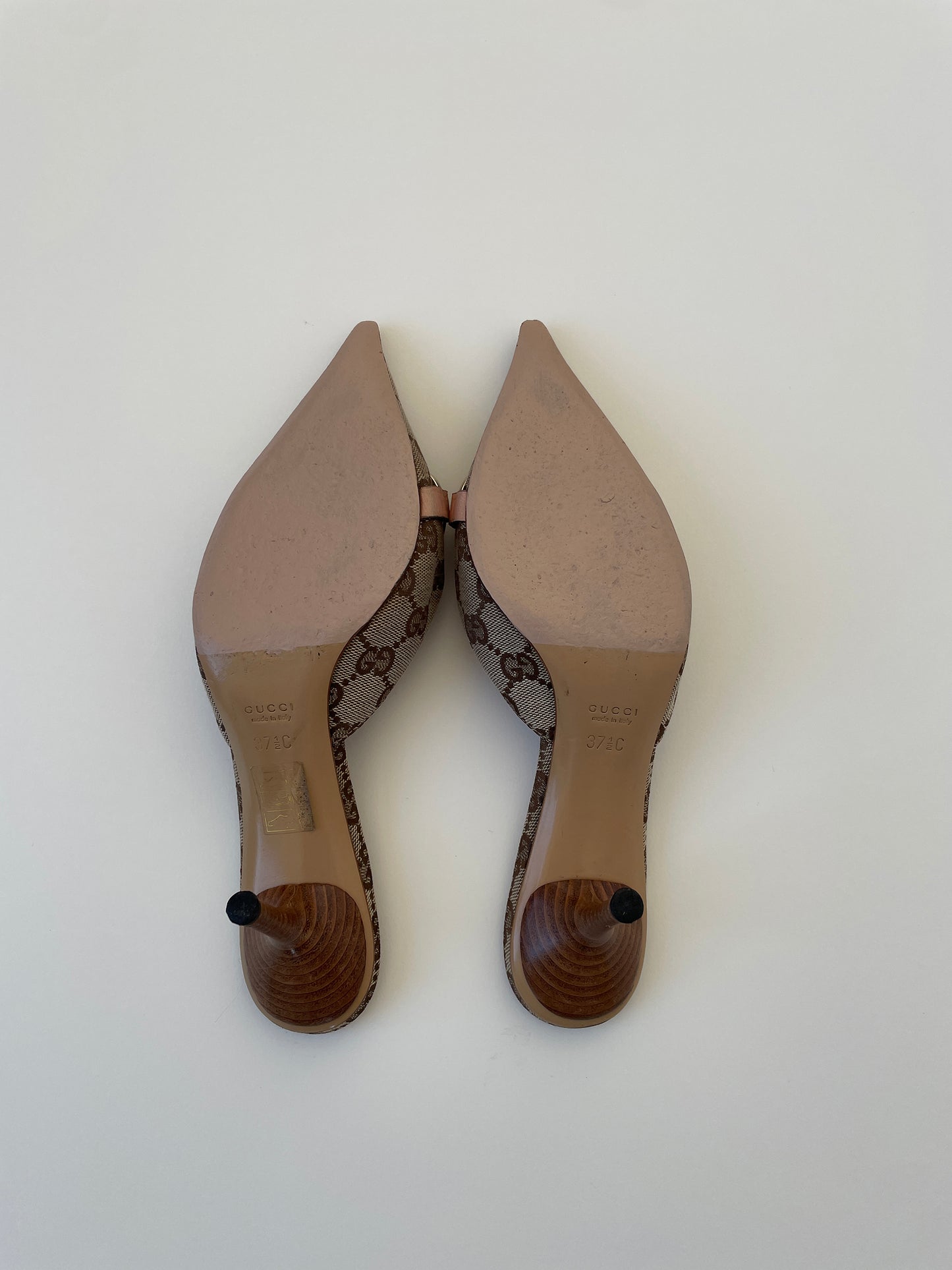 Gucci 2000s by Tom Ford pink horsebit monogram mules (EU 37,5 / US 7)