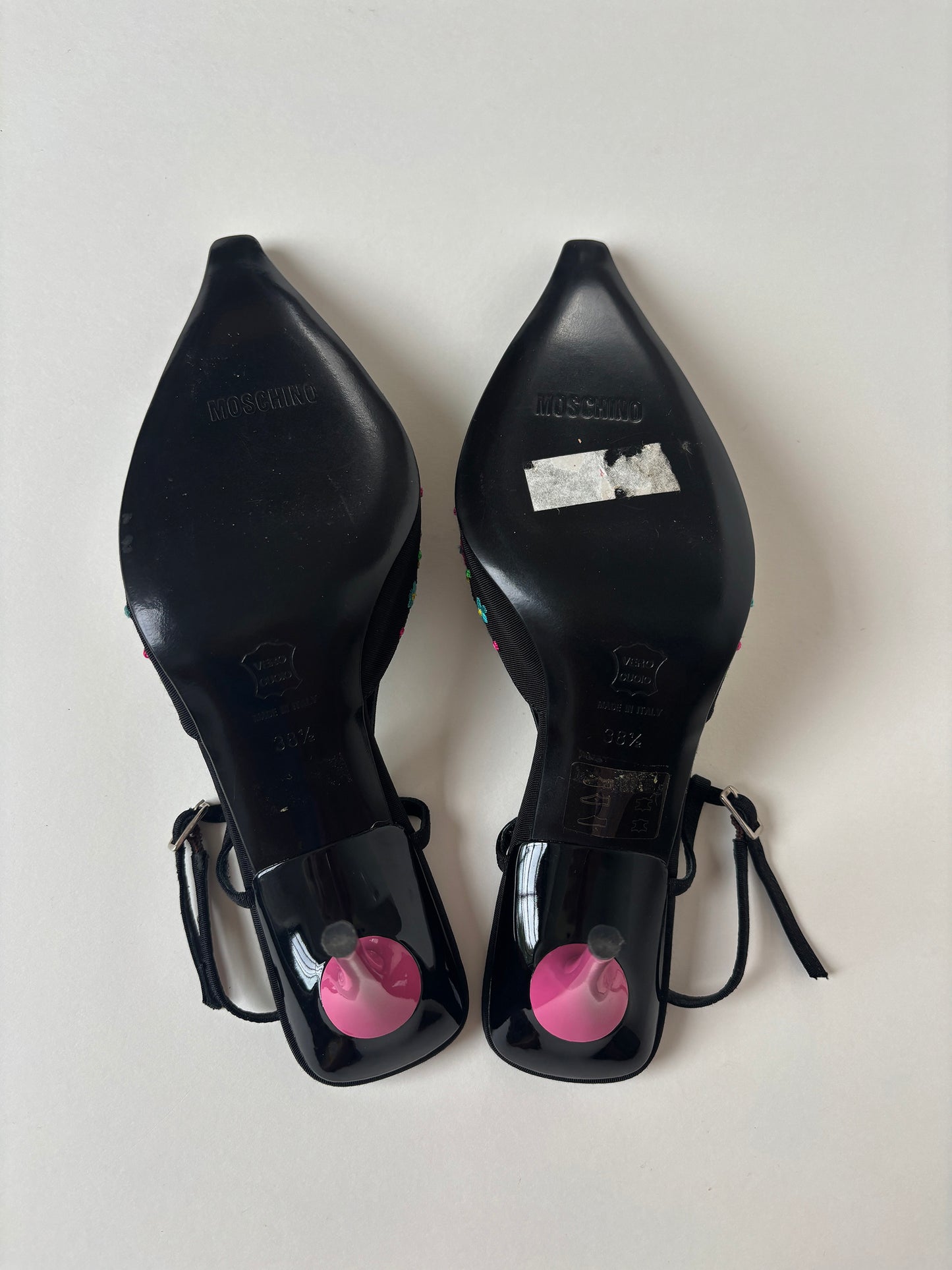 Moschino 2000s floral embroidery slingback pumps UNWORN (EU 38,5 / US 8)