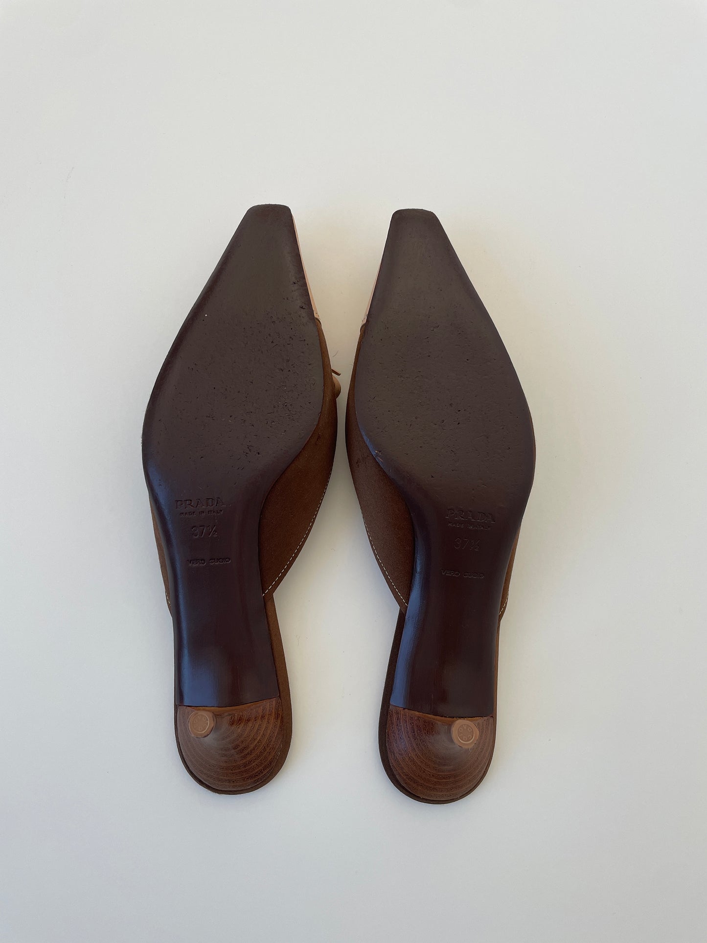 Prada 2000s brown silk bow mules (EU 37,5 / US 7)