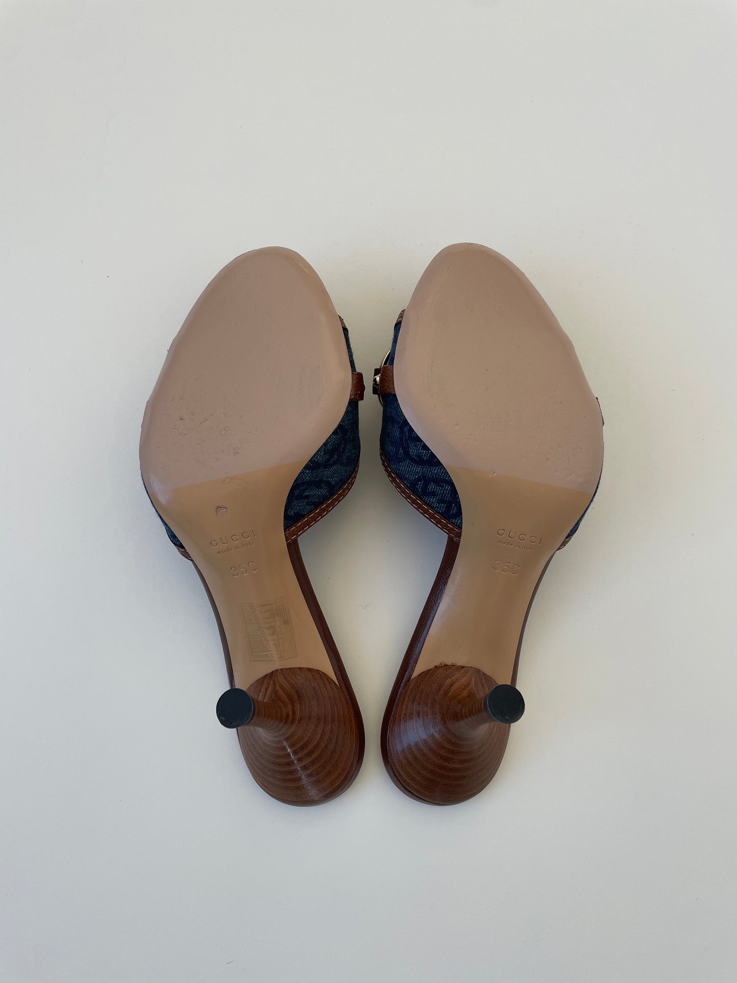 Gucci by Tom Ford denim bamboo monogram horsebit heels (EU 35 / US 4.5)