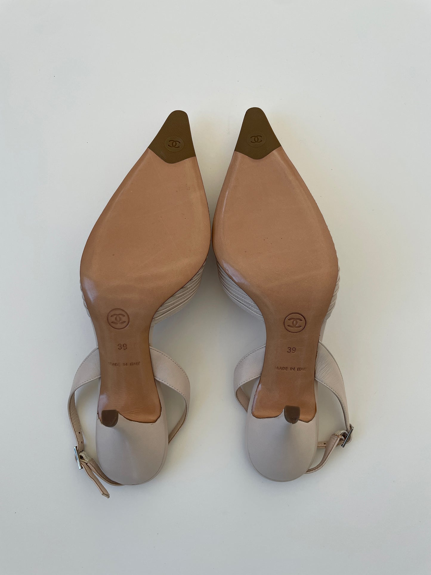 Chanel 2000s by Karl Lagerfeld CC powdery bow sling back UNWORN (EU 39 / US 8.5)