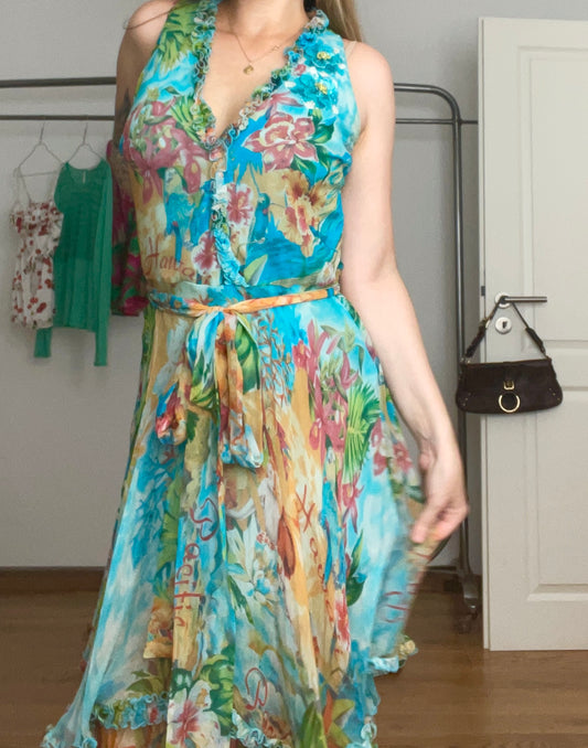 Blugirl Blumarine Paradise silk dress