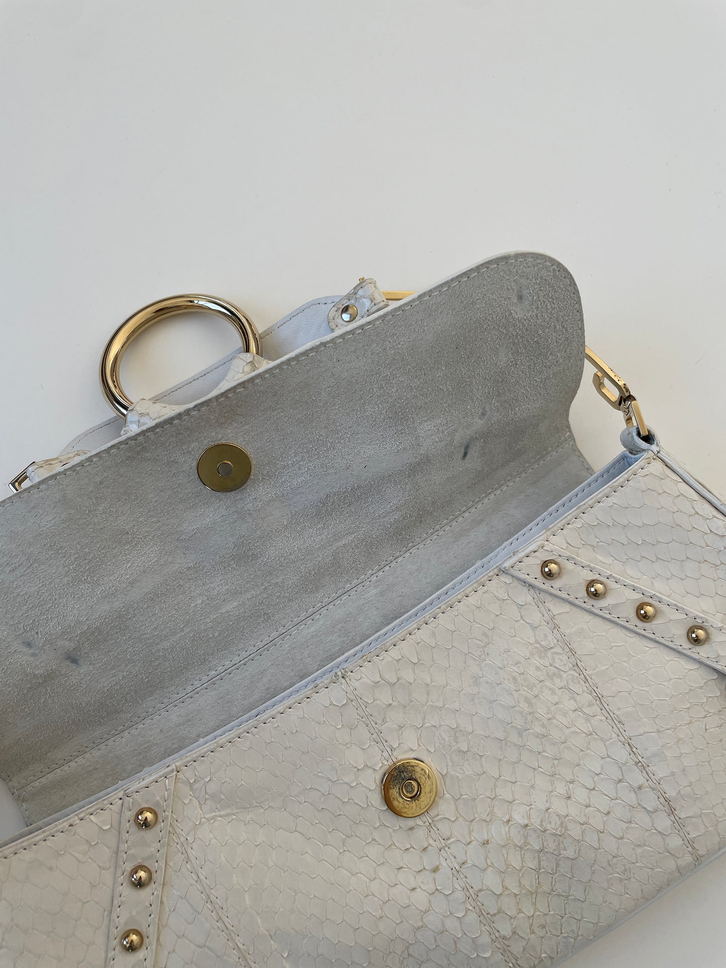 Dolce & Gabbana 2000s white python O-Ring baguette bag