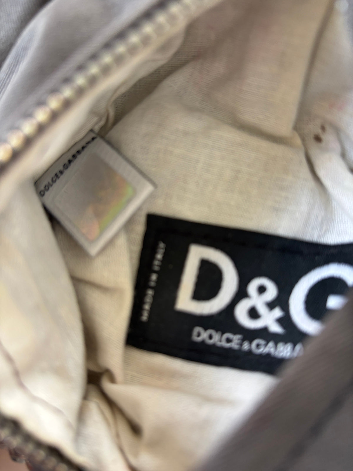 Dolce & Gabbana S/S 2003 runway distressed teddy rhinestone bag