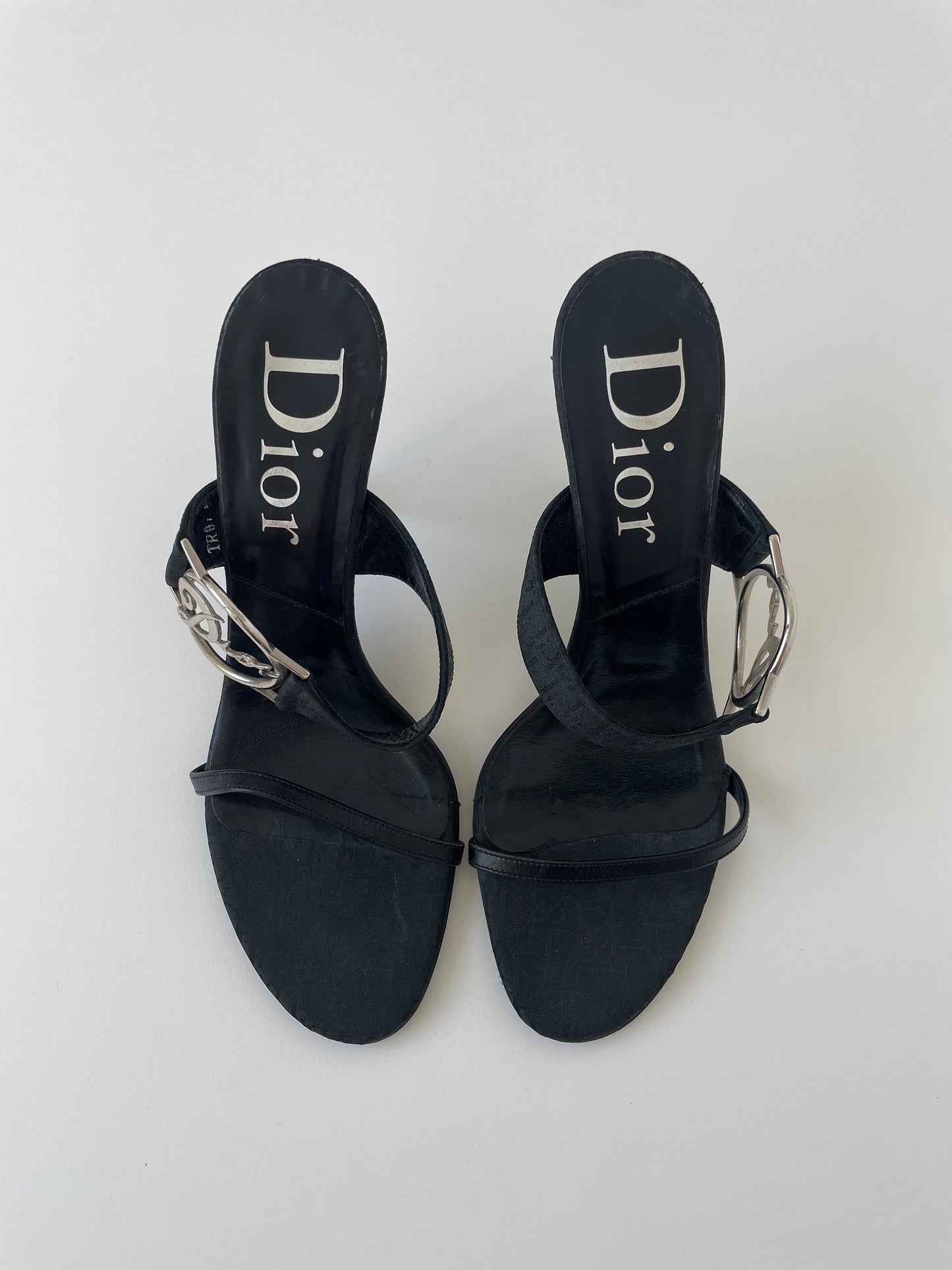 Christian Dior by John Galliano black monogram chunky logo heels (EU 38.5 / US 8)