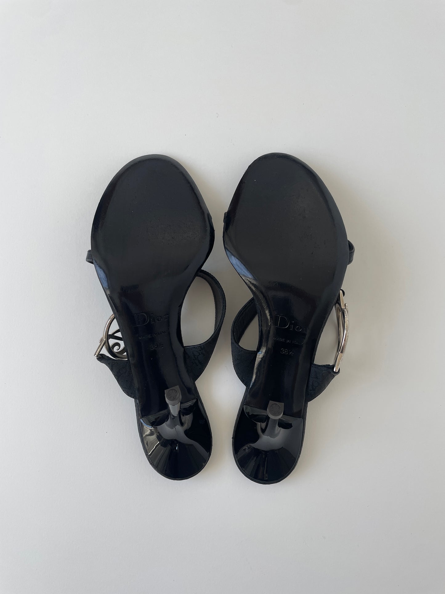 Christian Dior by John Galliano black monogram chunky logo heels (EU 38.5 / US 8)