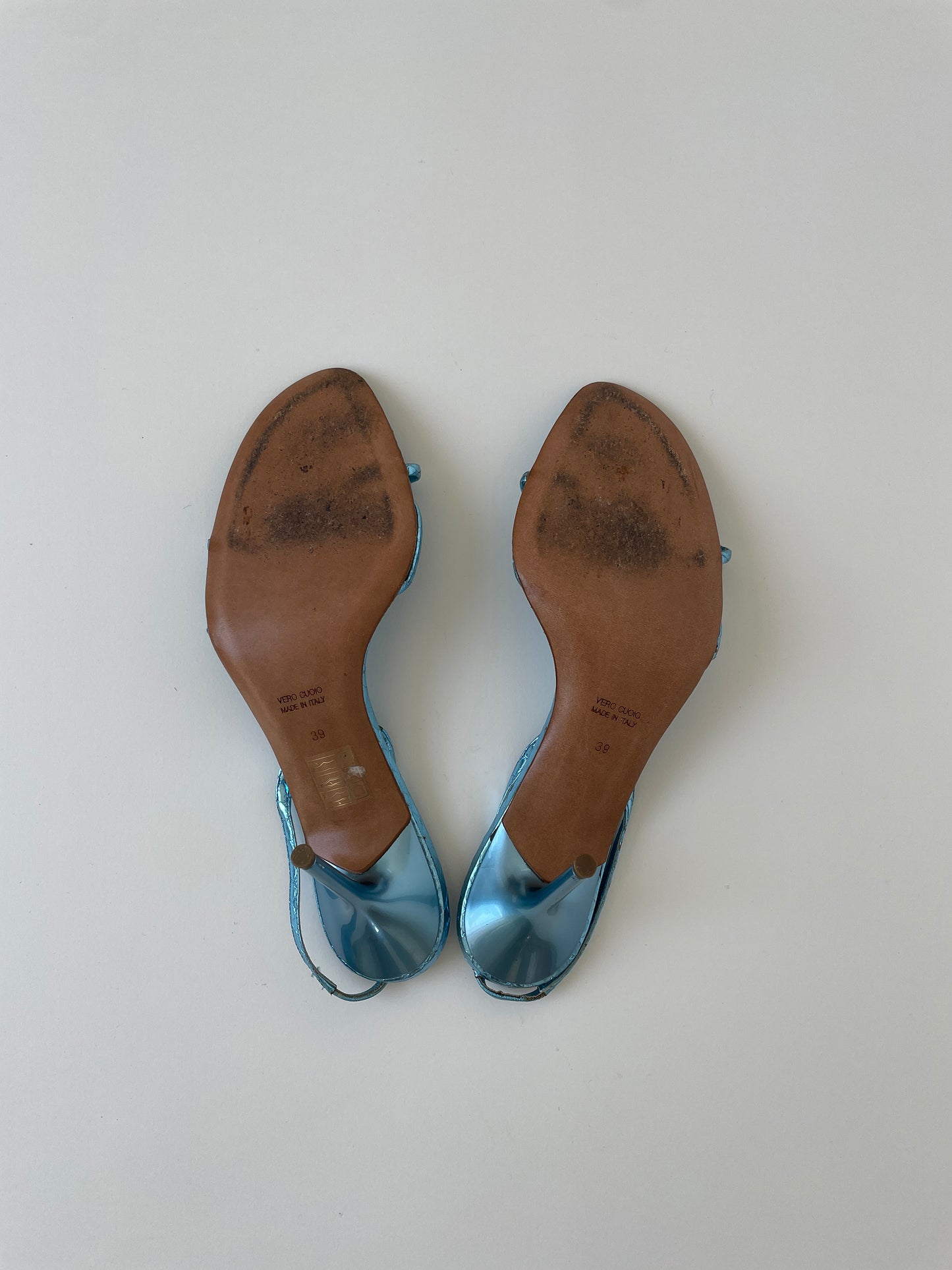 Rene Caovilla 2000s rare blue rhinestone dolphin sandal heels (EU 39 / US 8.5)