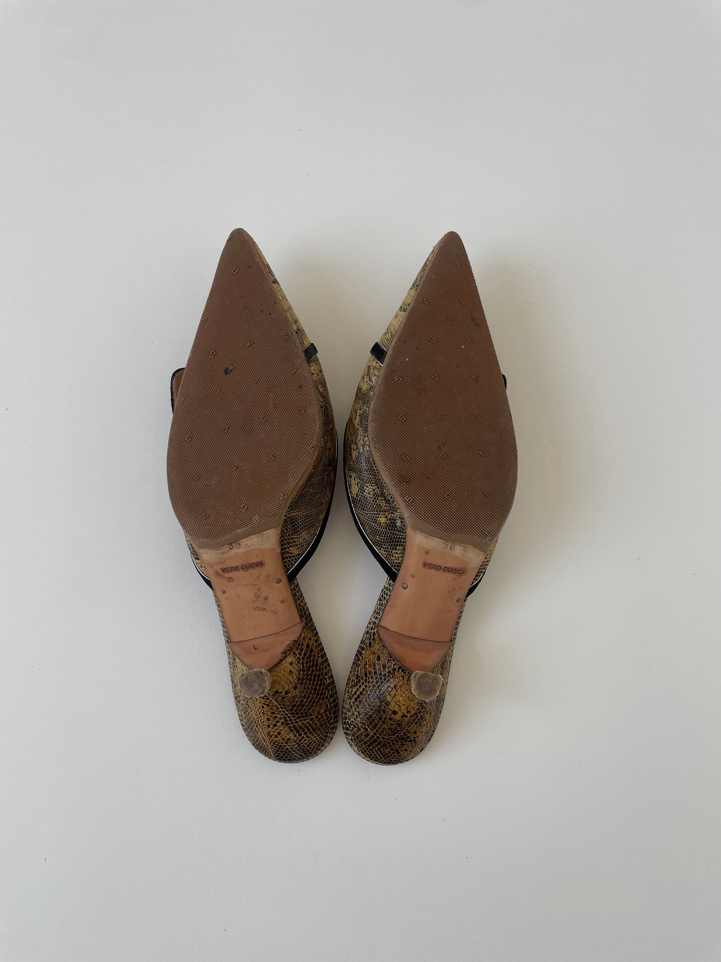 Prada 2000s python western buckle kitten heel mules (EU 38 / US 7.5)