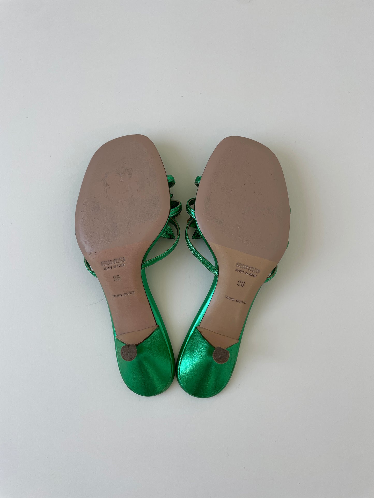 Miu Miu 2000s metallic green floral kitten heels (EU 36 / US 5.5)