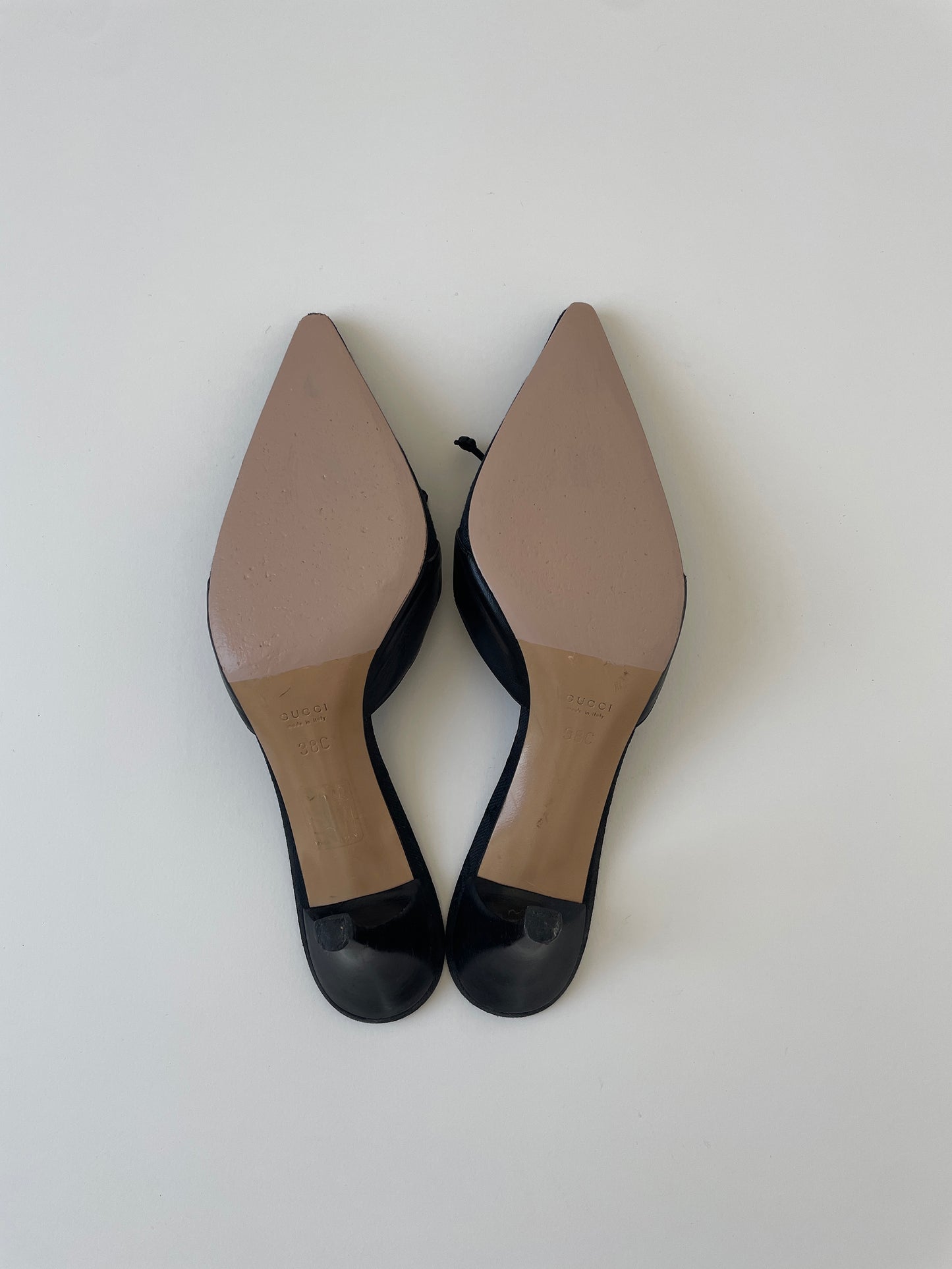 Gucci 2000s by Tom Ford black bow monogram mules (EU 39 / US 8.5)