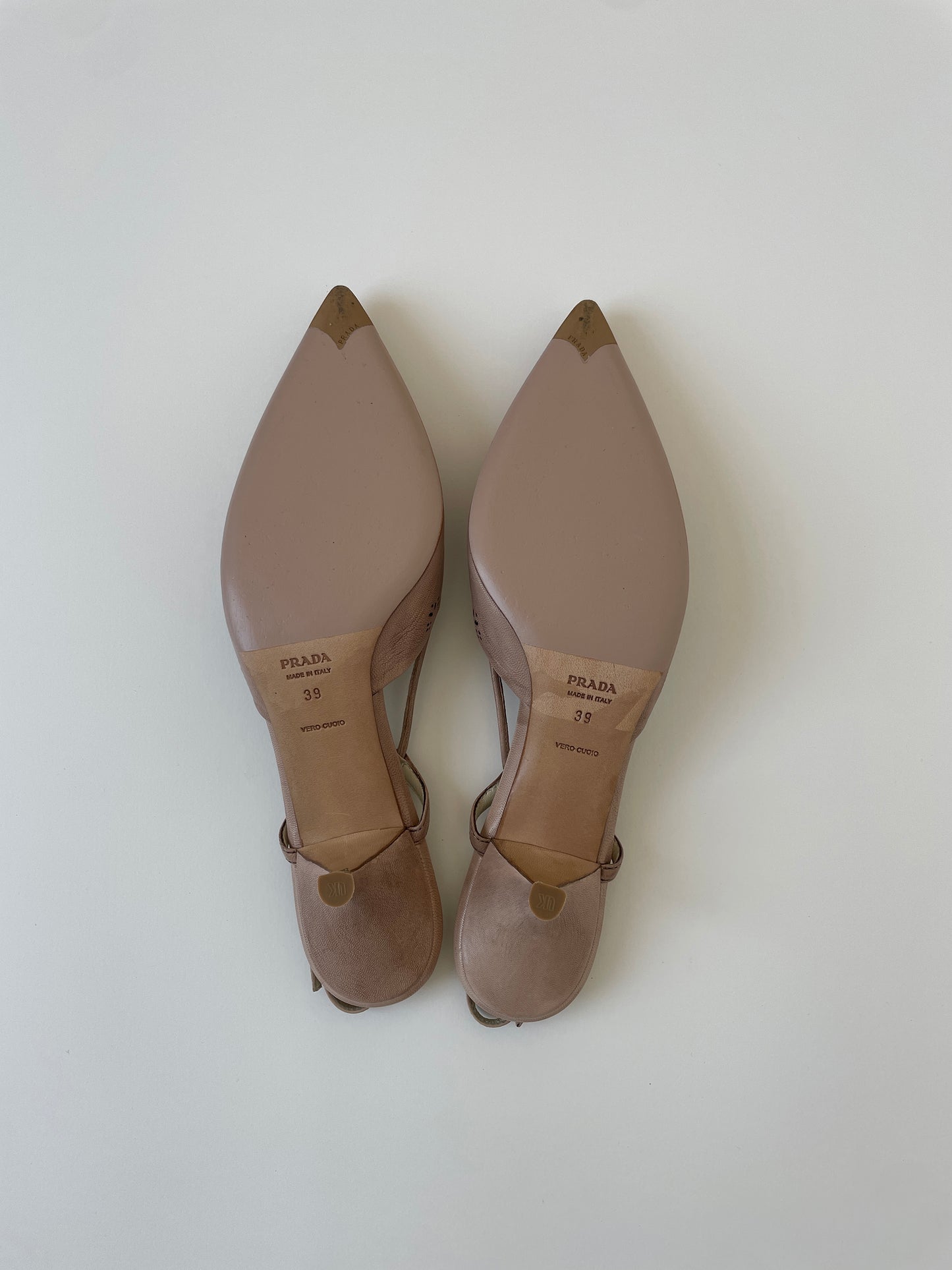 Prada 2000s nude eyelet and roses sling back pumps (EU 39/ US 8.5)