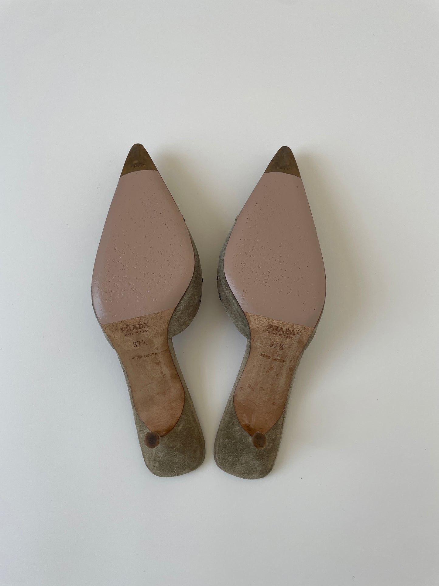 Prada 2000s iconic suede eyelet bow mules (EU 37,5 / US 7)
