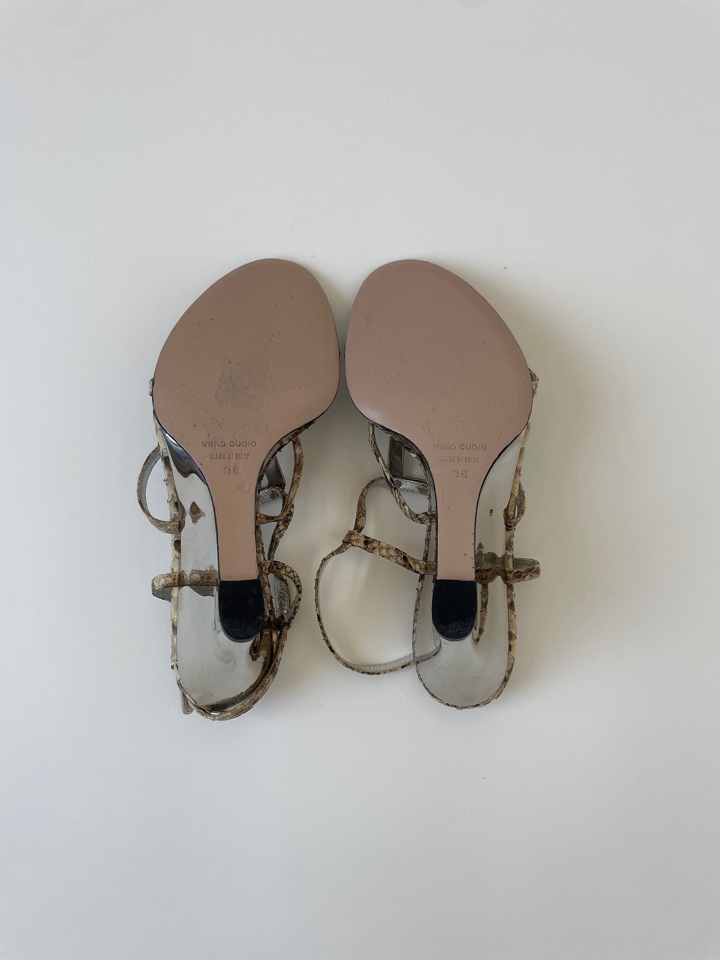 Dolce & Gabbana 2000s beige python rhinestone mirror wedge (EU 38 / US 7.5)