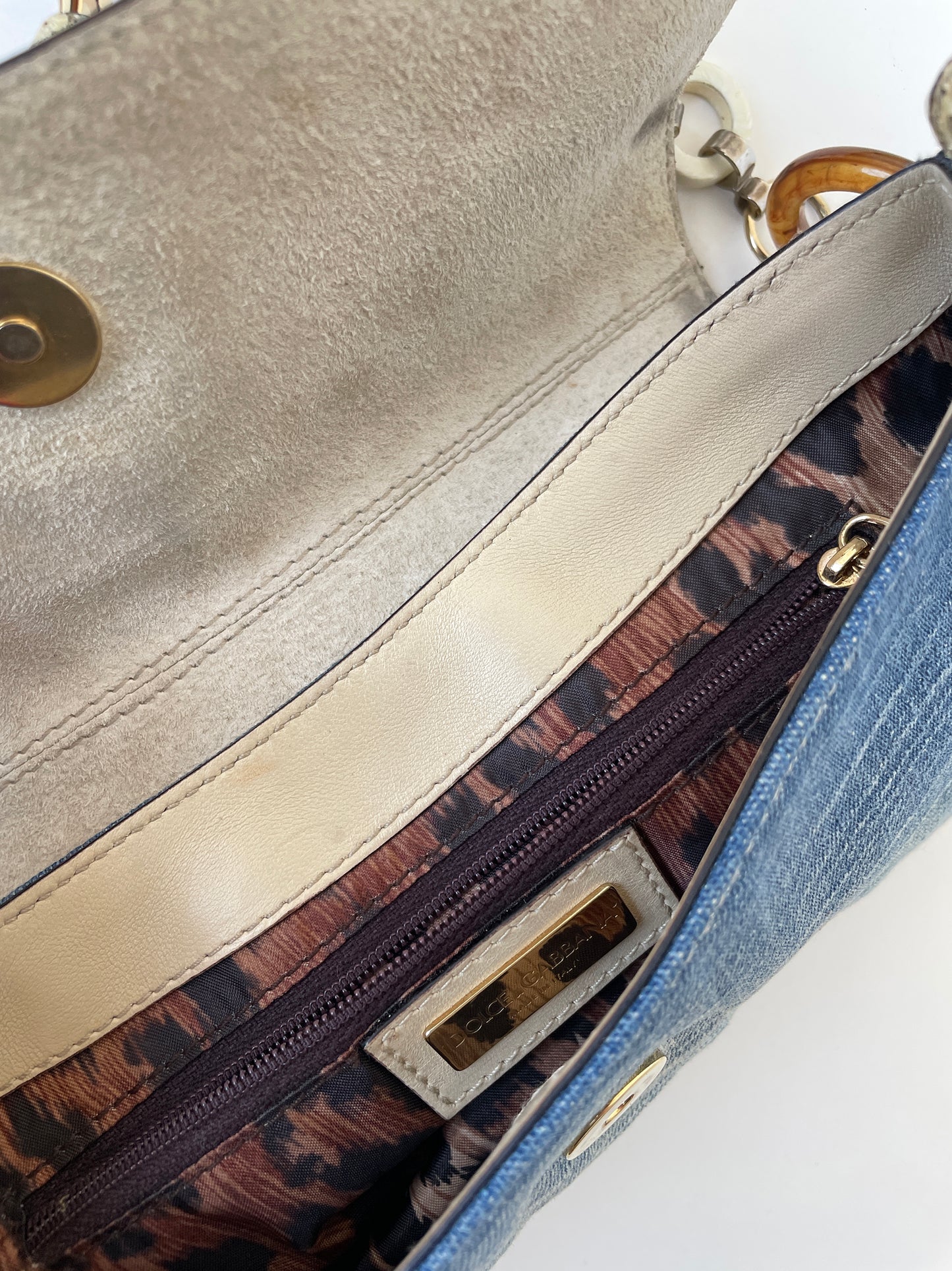 Dolce & Gabbana S/S 2005 denim python O-Ring baguette bag