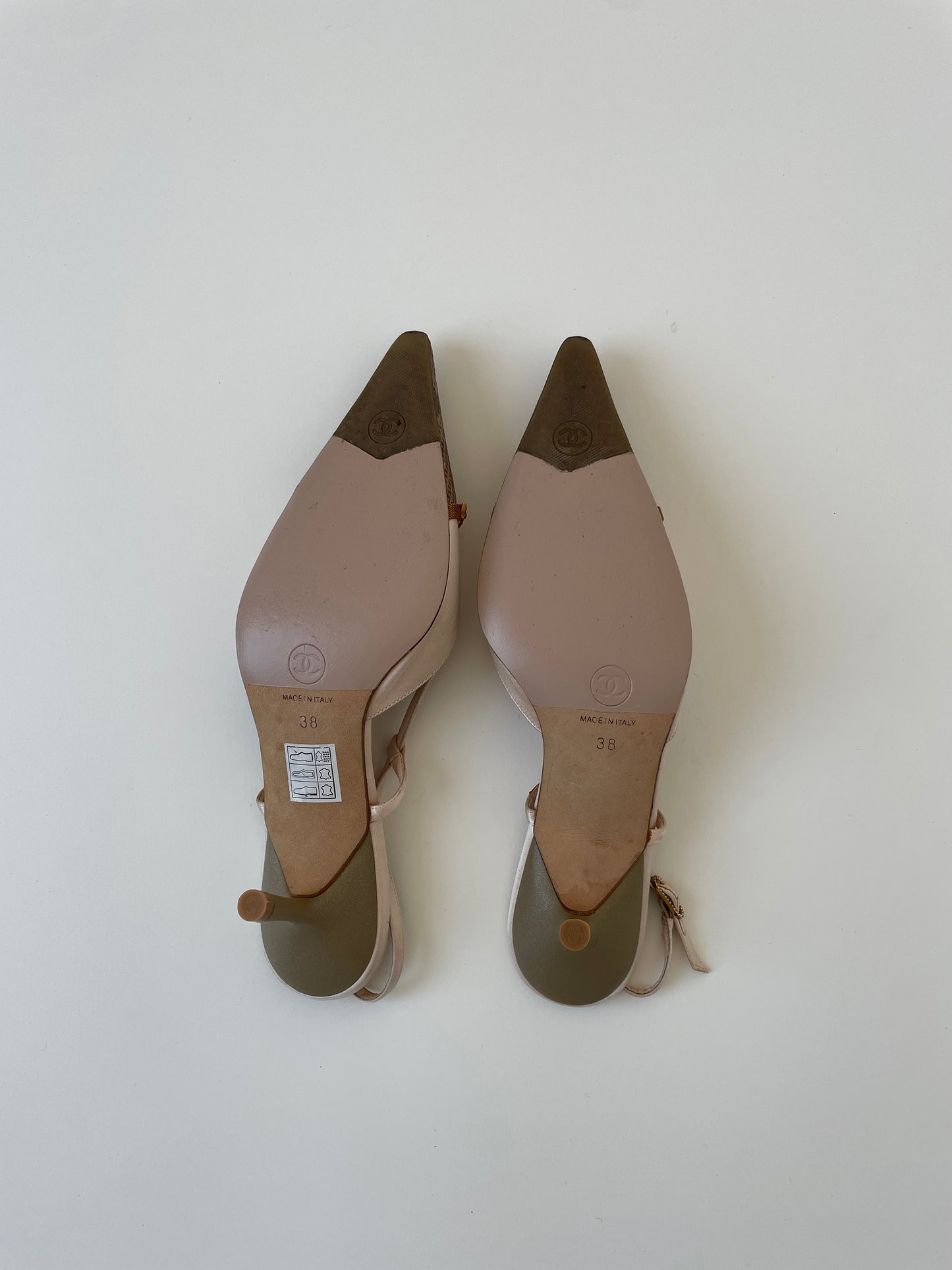 Chanel 2000s by Karl Lagerfeld rose silk python slingbacks (EU 38 / US 7.5)