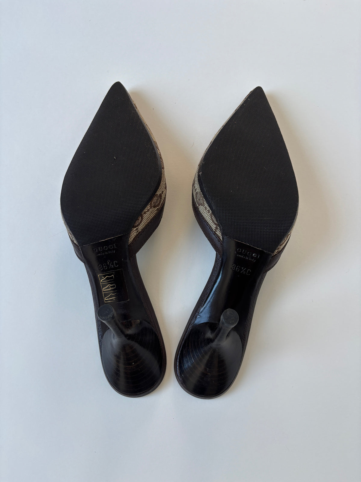 Gucci by Tom Ford 2000s brown D-Ring monogram mules (EU 36,5 / US 6)