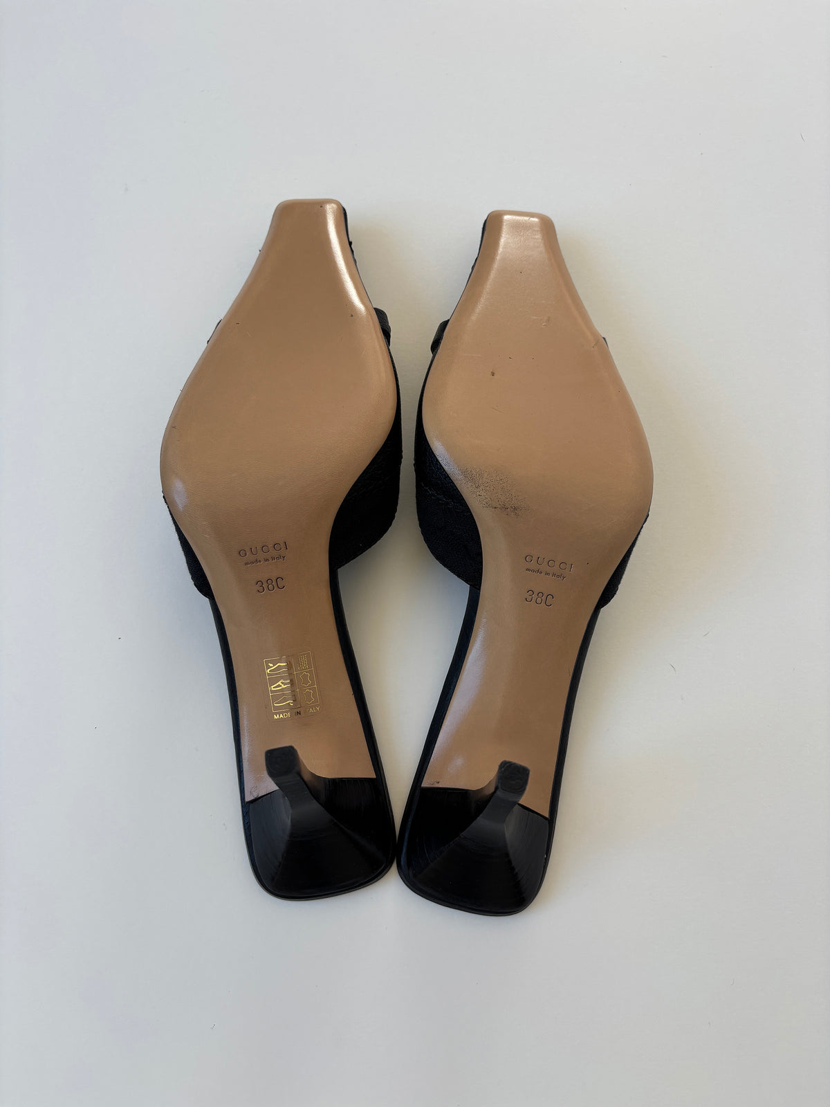 Gucci by Tom Ford 2000s black squared chain & monogram mules UNWORN (EU 38 / US 7.5)