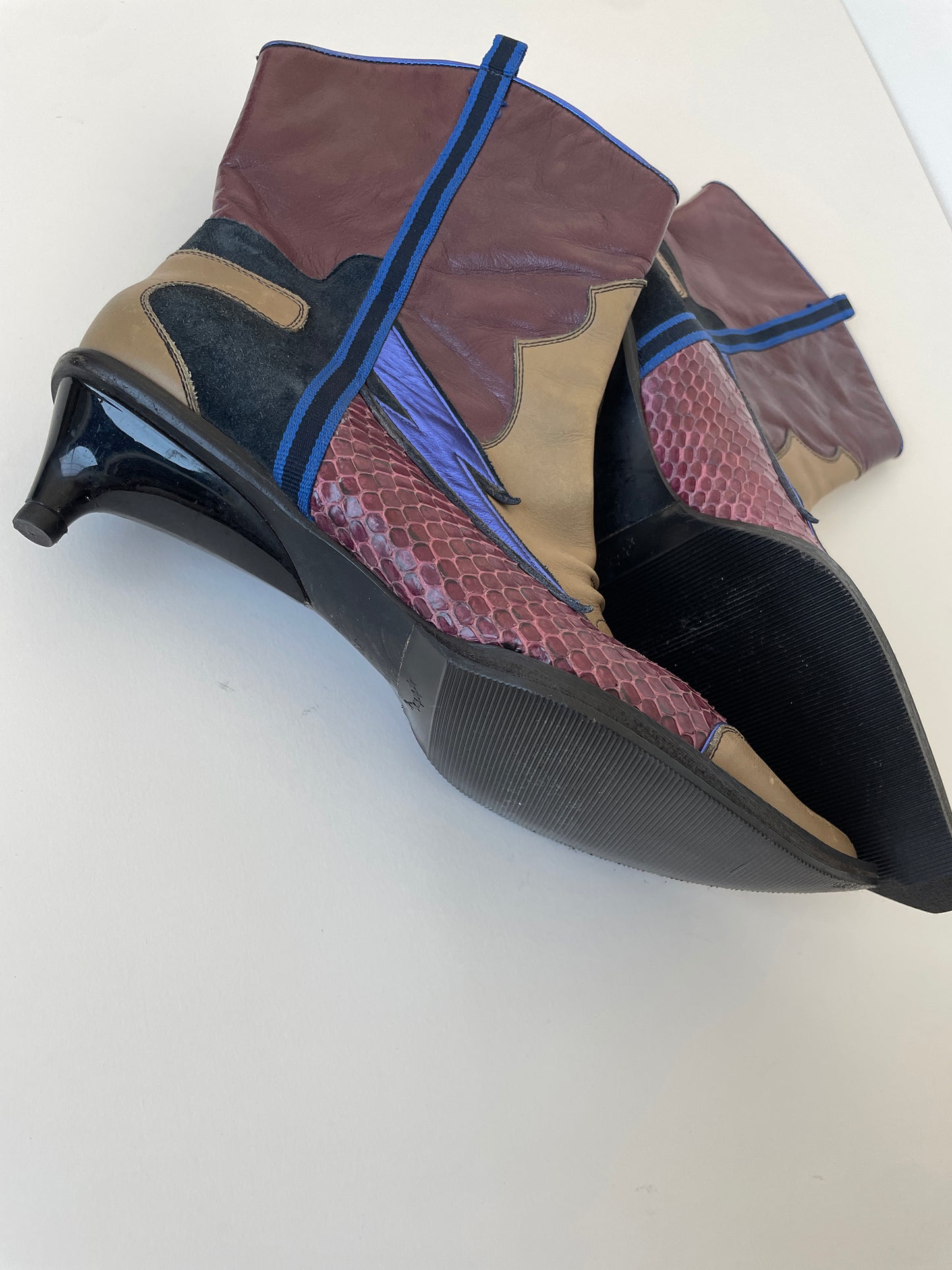 Miu Miu 1990s metallic python flash kitten heel western boots (EU 39 / US 8.5)