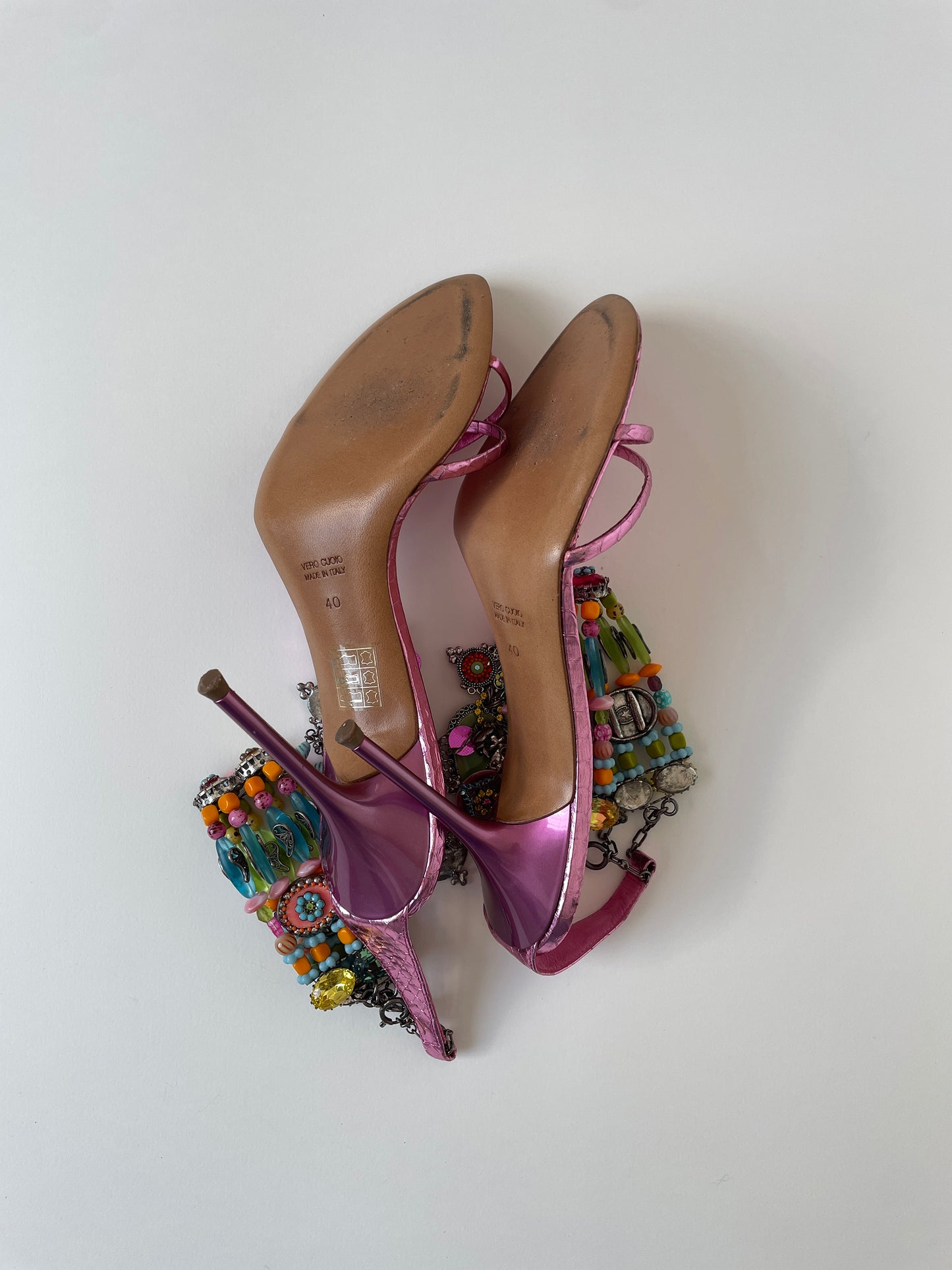 Rene Caovilla 2000s rare pink jewelry sandal heels (EU 40 / US 9.5)