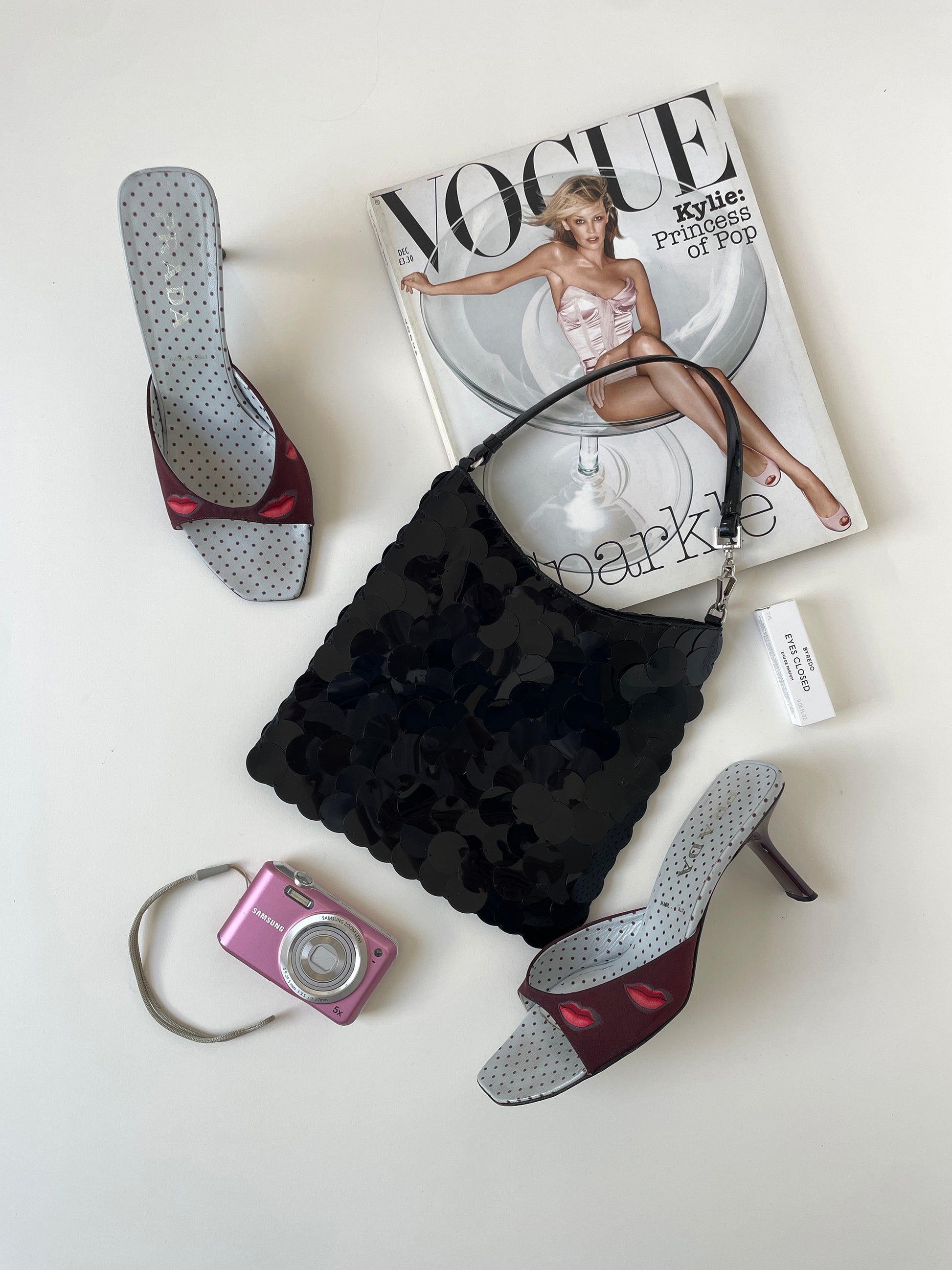 Vintage Prada 1990s black satin mini hobo bag