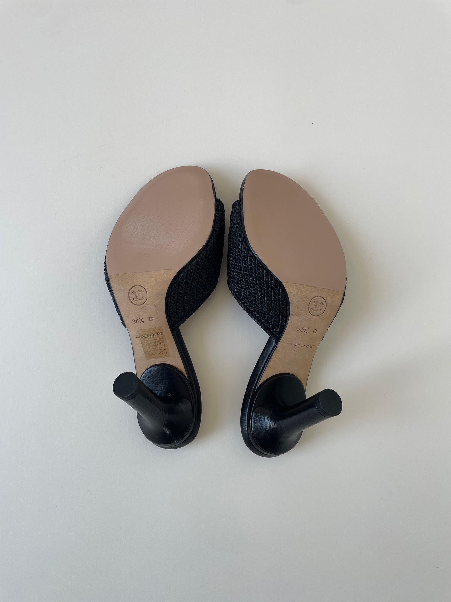 Chanel 2000s by Karl Lagerfeld black crochet Camellia heels (EU 36,5 / US 6)