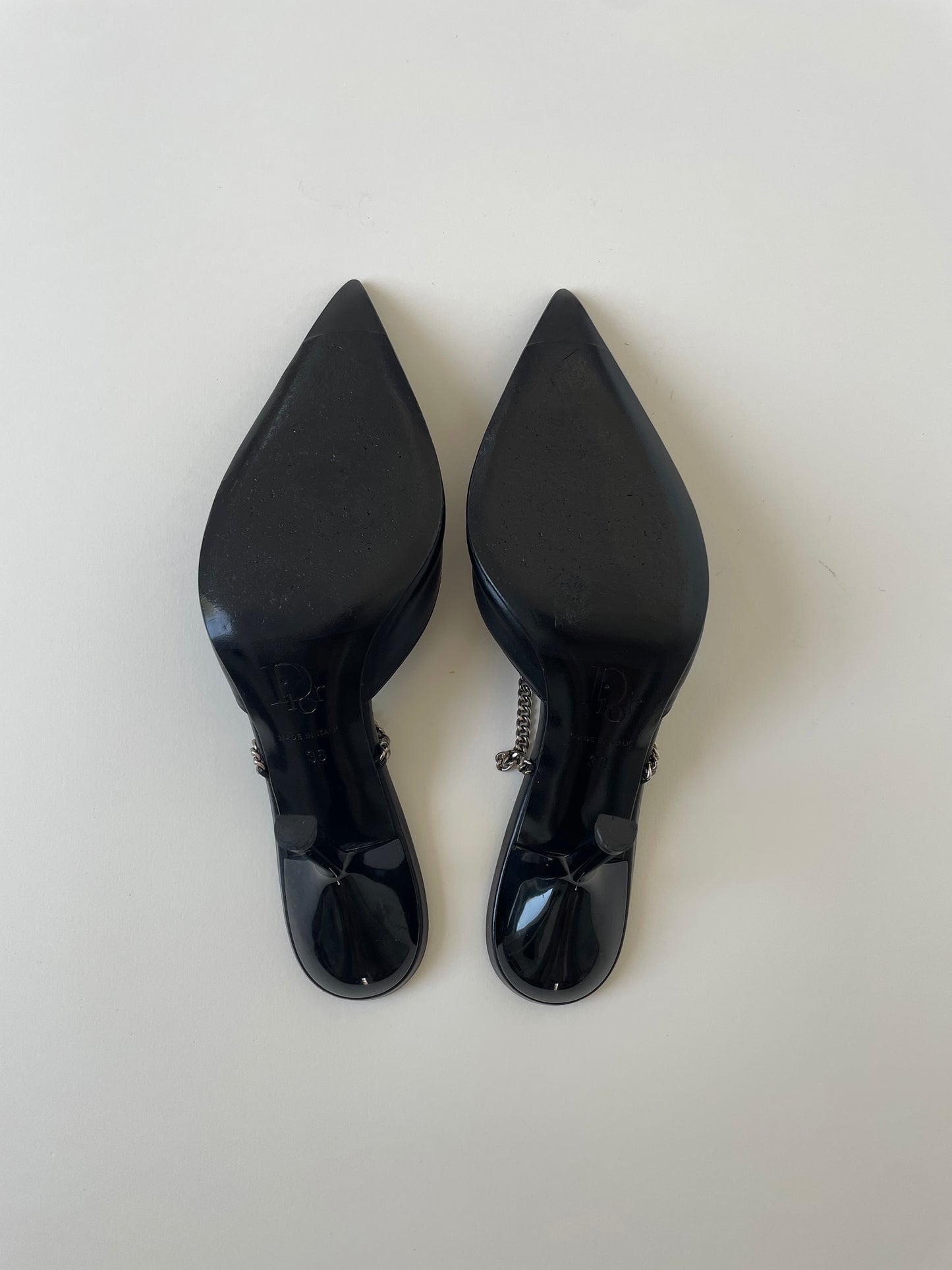 Christian Dior iconic S/S 2004 by John Galliano black pierced hardcore mules (EU 38 / US 7.5)