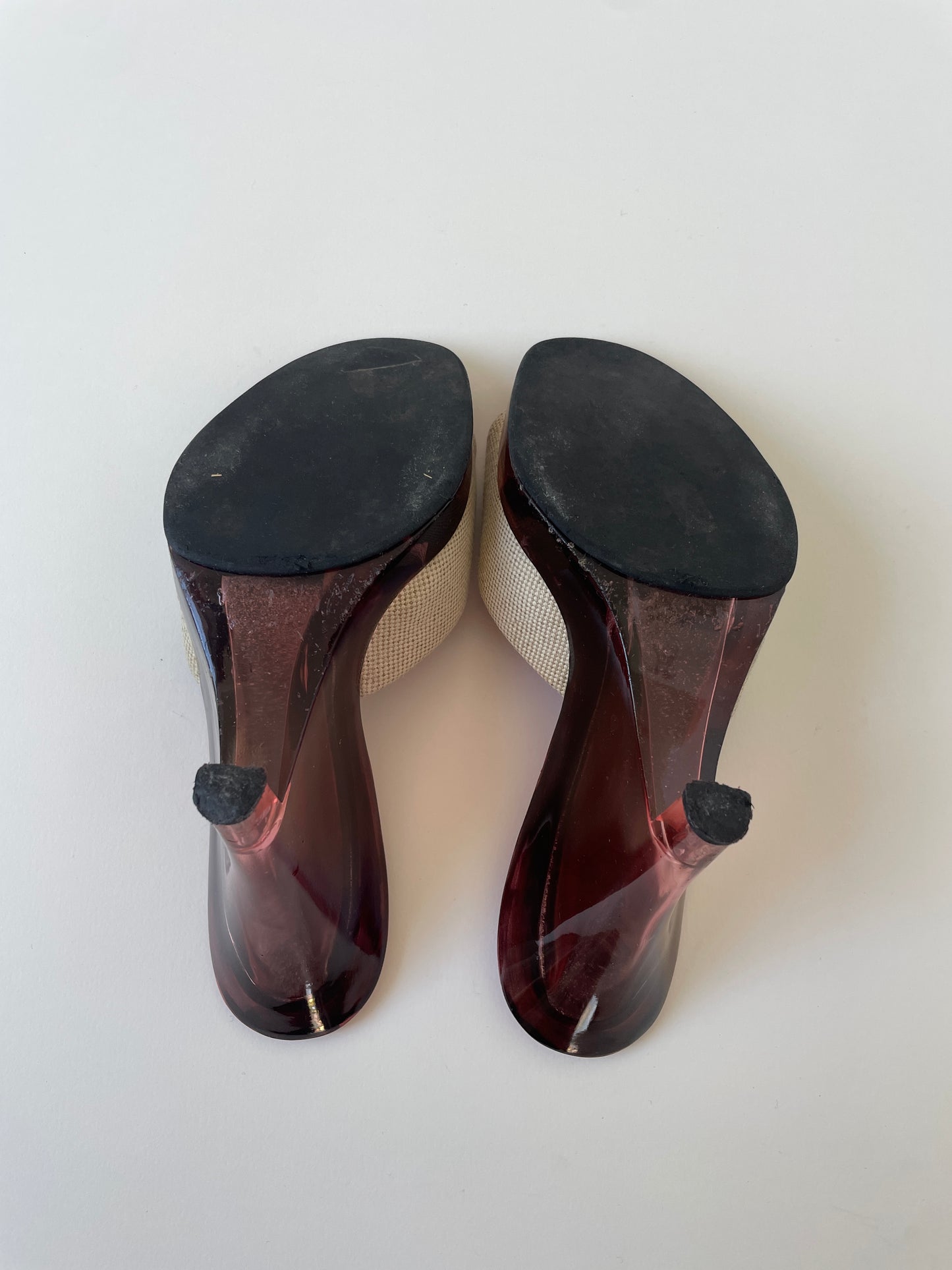 Prada S/S 1998 iconic pink lucite glass wedge heels (EU 36/ US 5.5)