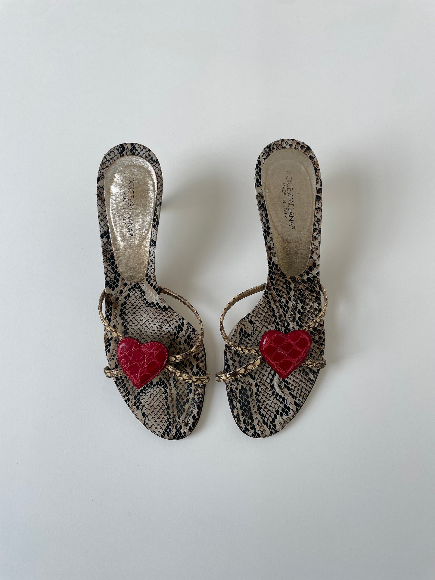 Vintage Dolce & Gabbana 2000s iconic python heart kitten heels