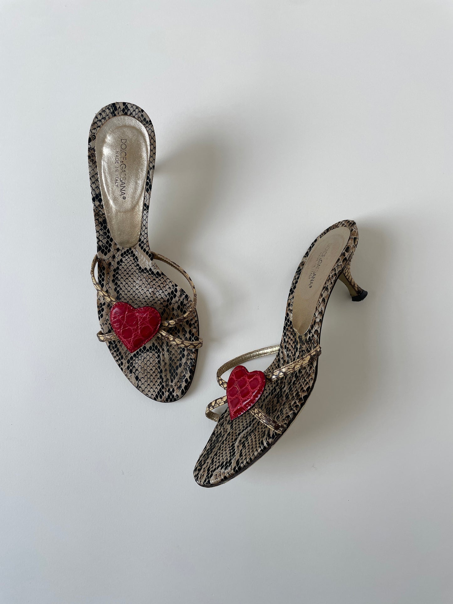 Vintage Dolce & Gabbana 2000s iconic python heart kitten heels