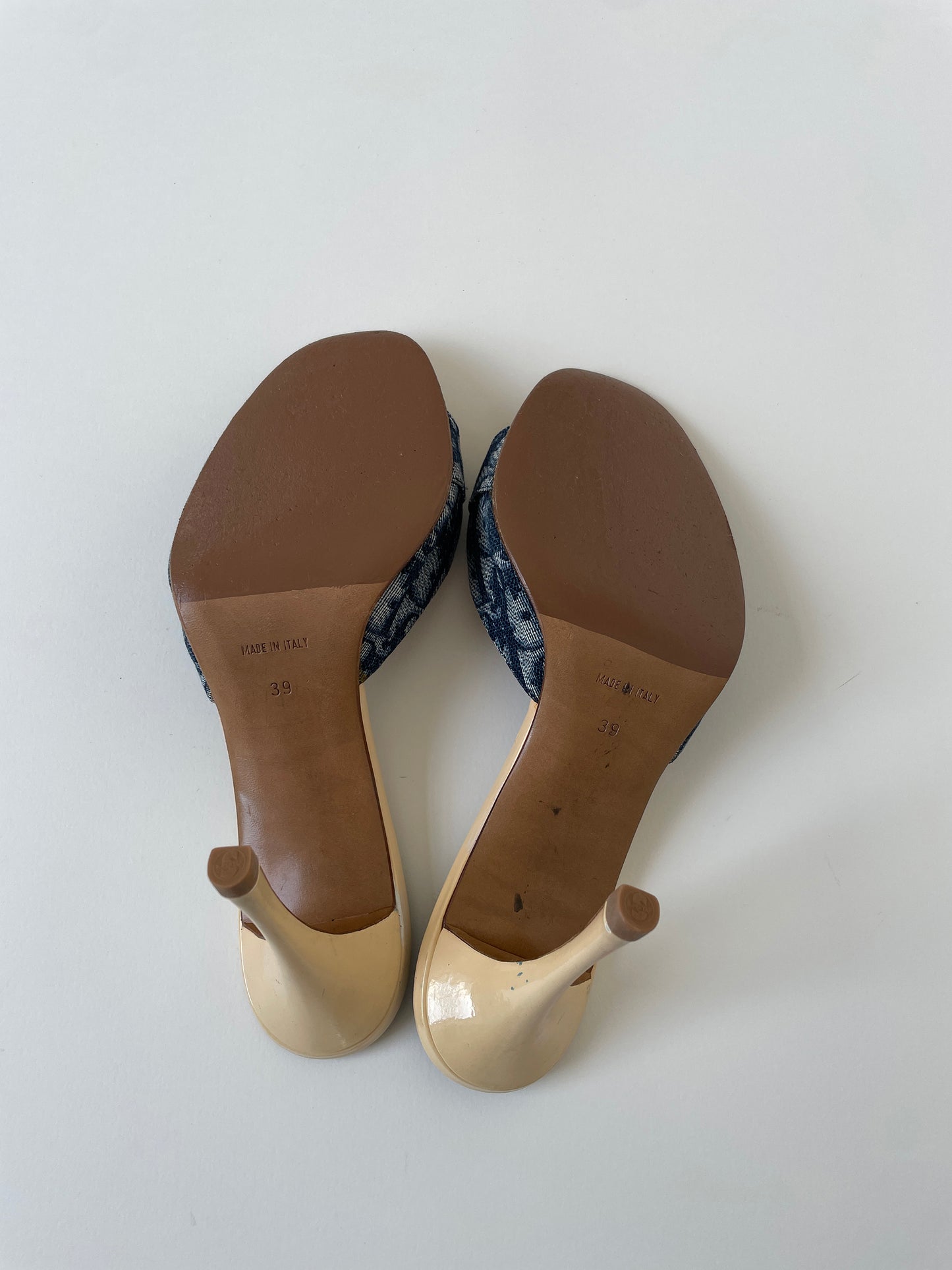 Christian Dior by John Galliano 2000s iconic denim blue monogram lock key heels (EU 39 / US 8.5)