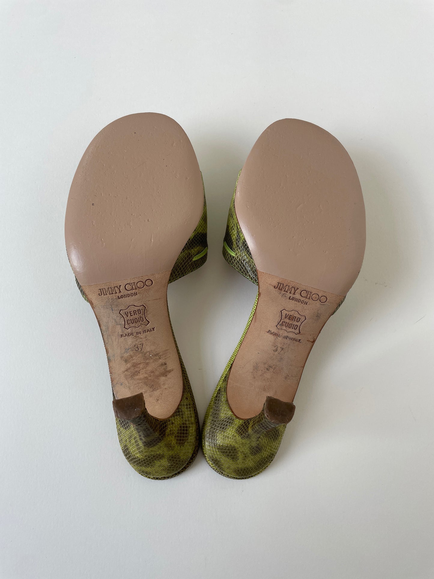 Jimmy Choo 2000s green lizard bow heels (EU 37 / US 6.5)