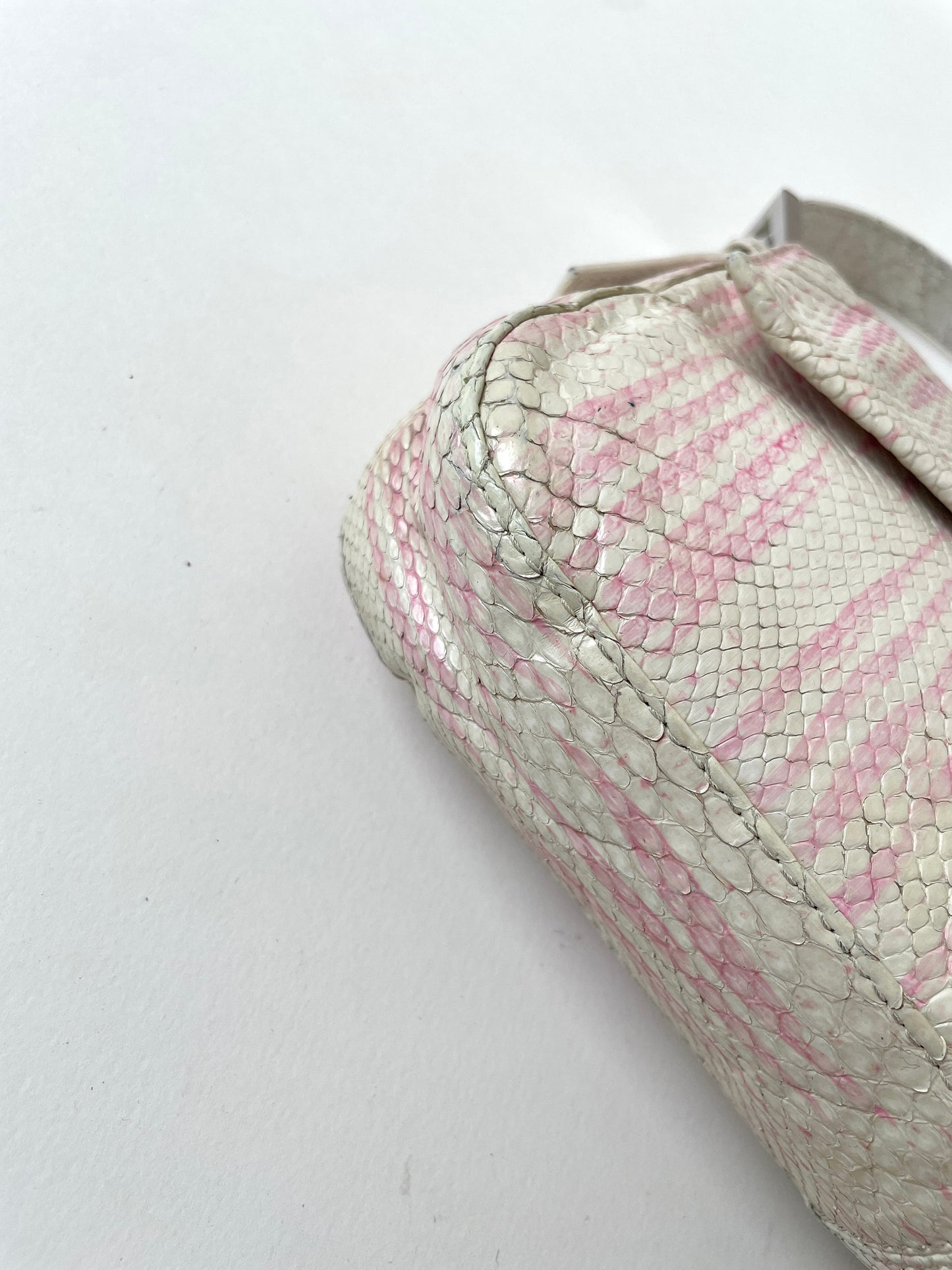 Fendi 2000s white pink python baguette bag