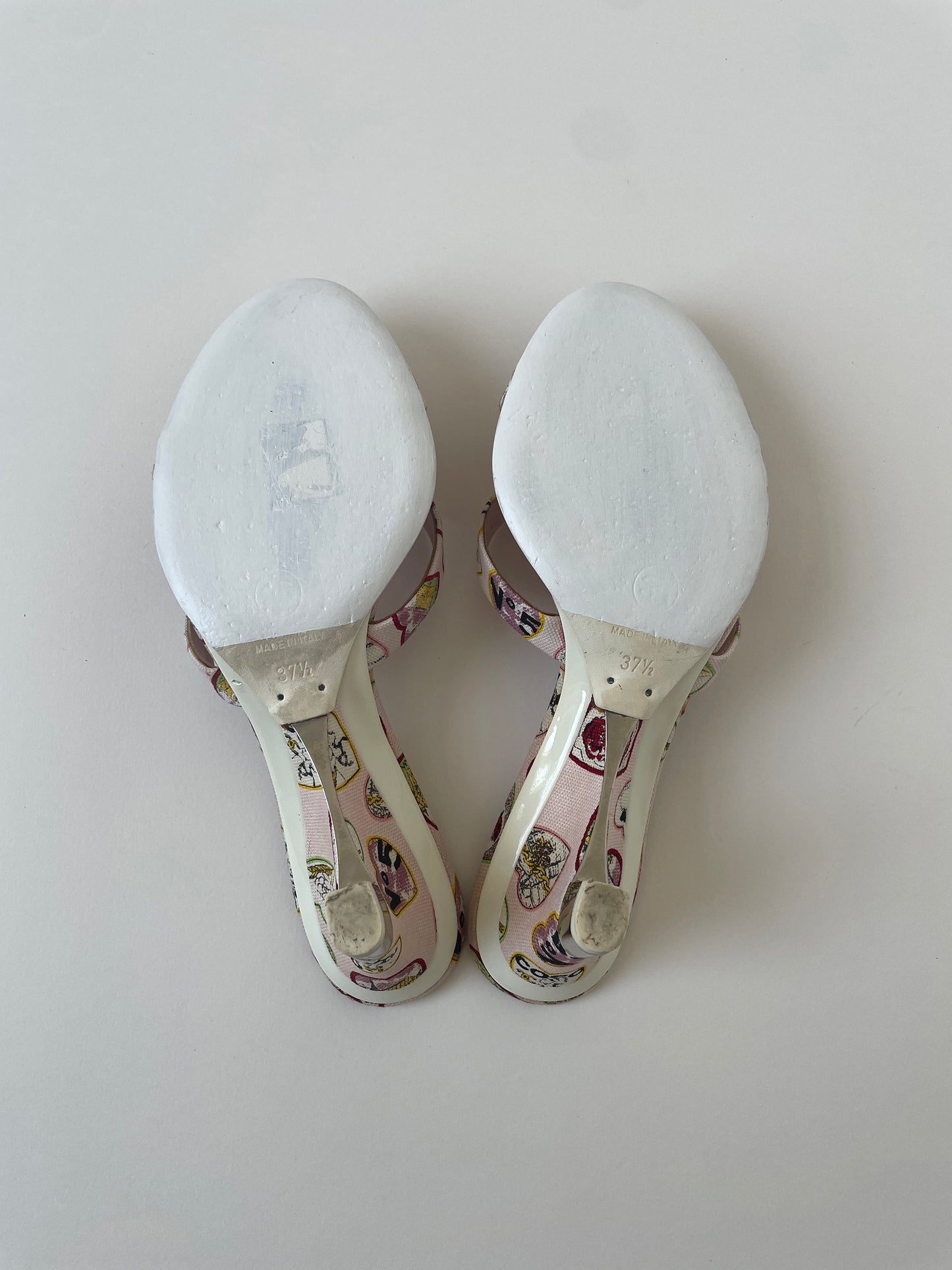 Chanel 2000s by Karl Lagerfeld CC light pink print wedge heels (EU 38 / US 7.5)