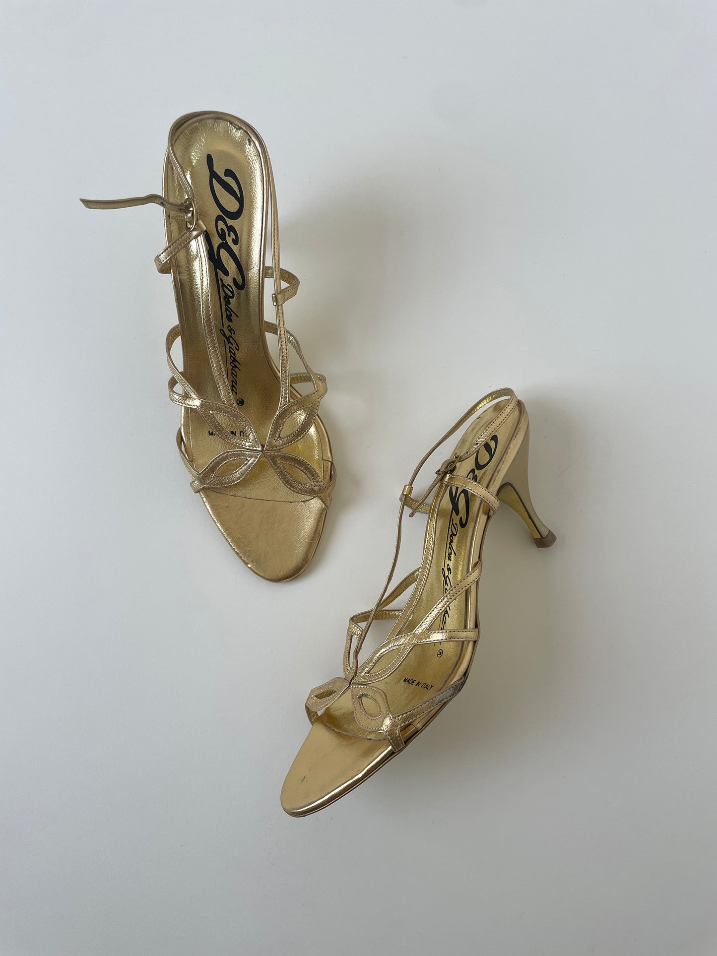 Dolce & Gabbana 1990s golden butterfly kitten heel sandals UNWORN (EU 39 / US 8.5)