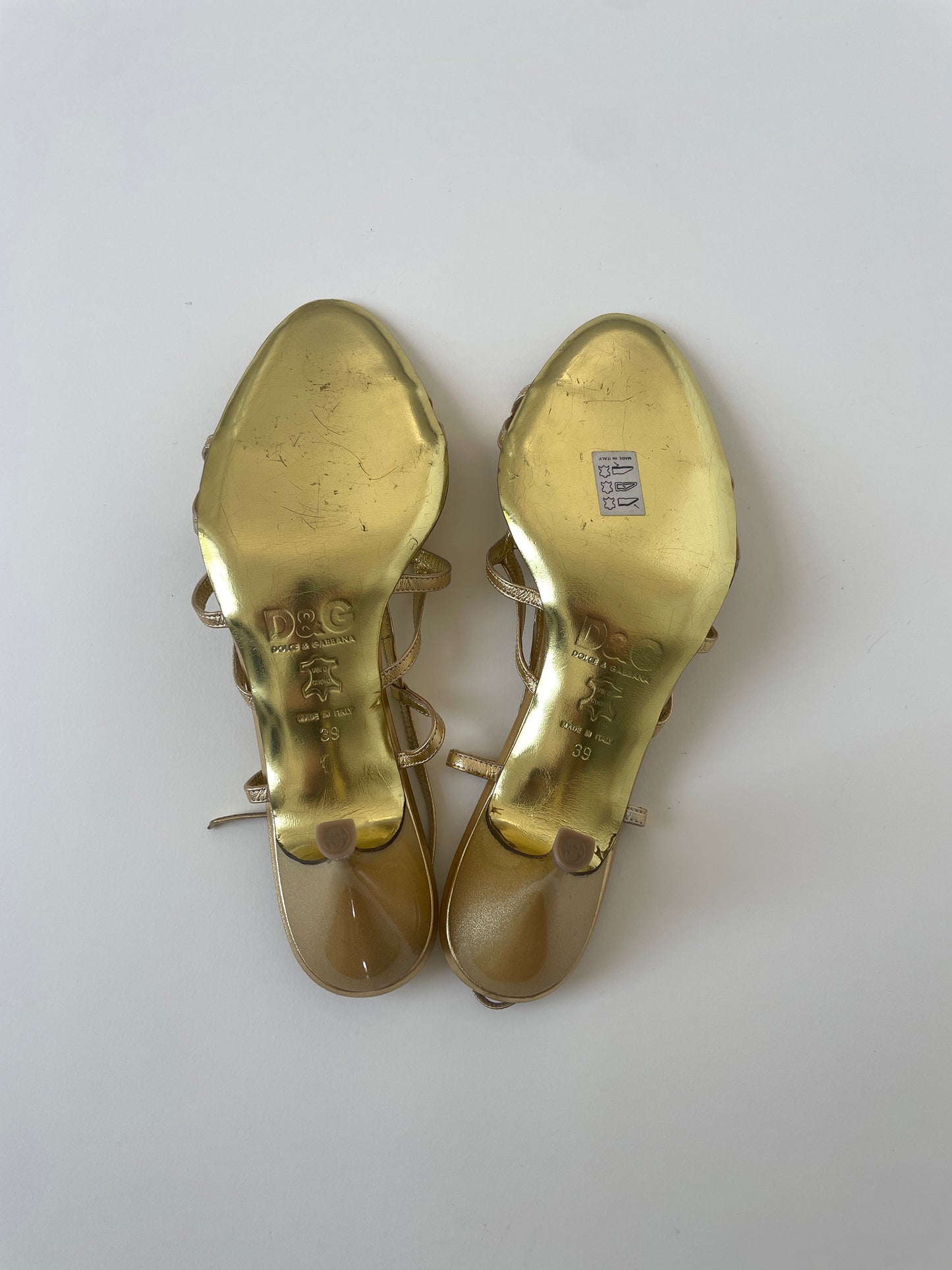 Dolce & Gabbana 1990s golden butterfly kitten heel sandals UNWORN (EU 39 / US 8.5)