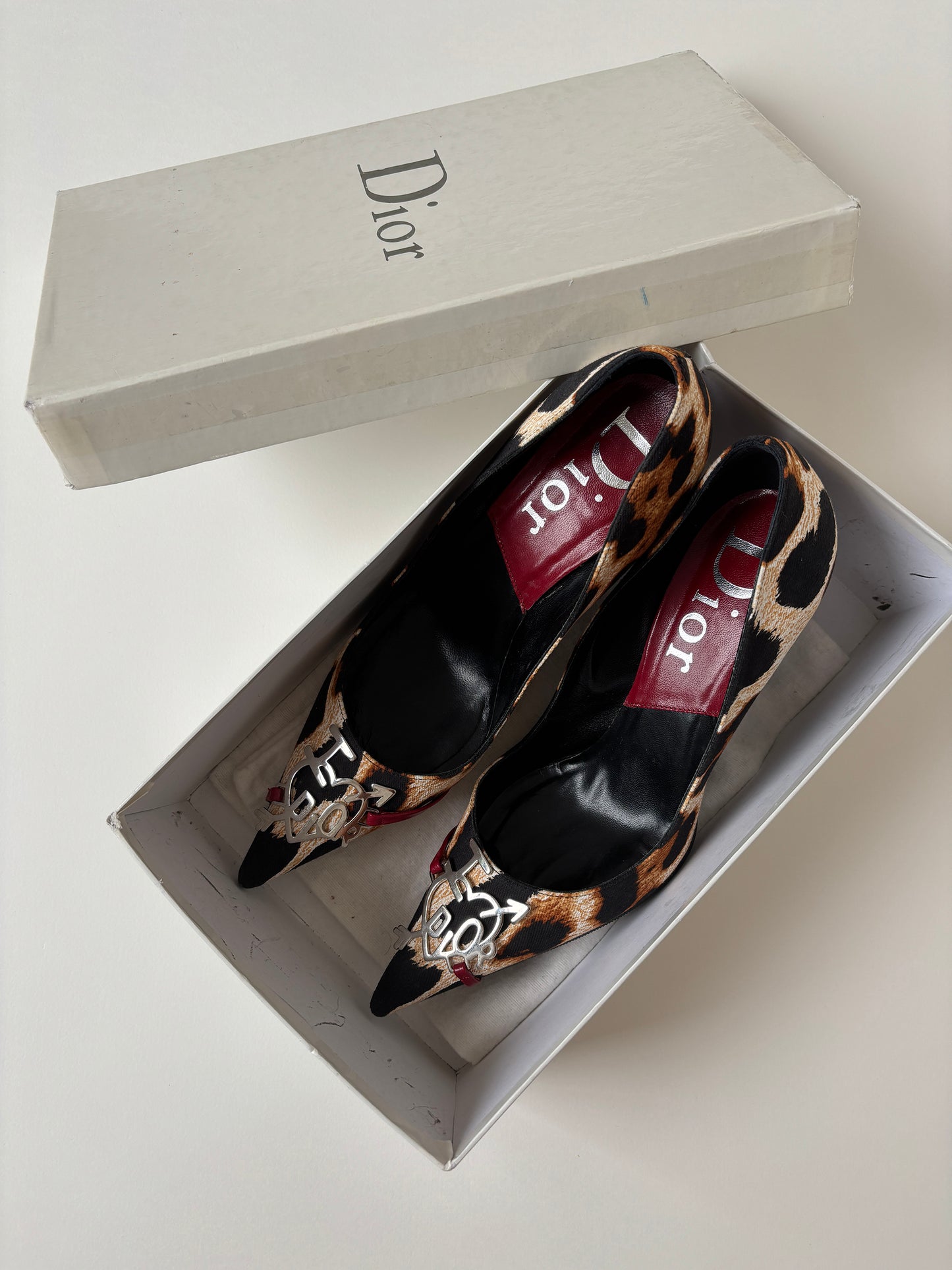 Vintage Christian Dior iconic F/W 2004 by John Galliano I LOVE DIOR LEOPARD pumps