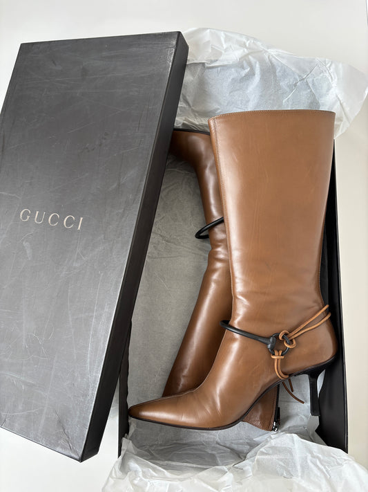 Vintage Gucci by Tom Ford iconic 1990s tan horsebit boots
