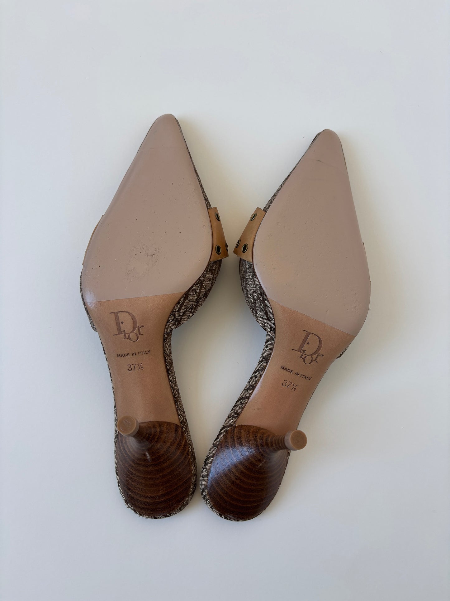 Christian Dior 2000s by John Galliano tan trotter monogram mules (EU 37,5 / US 7)