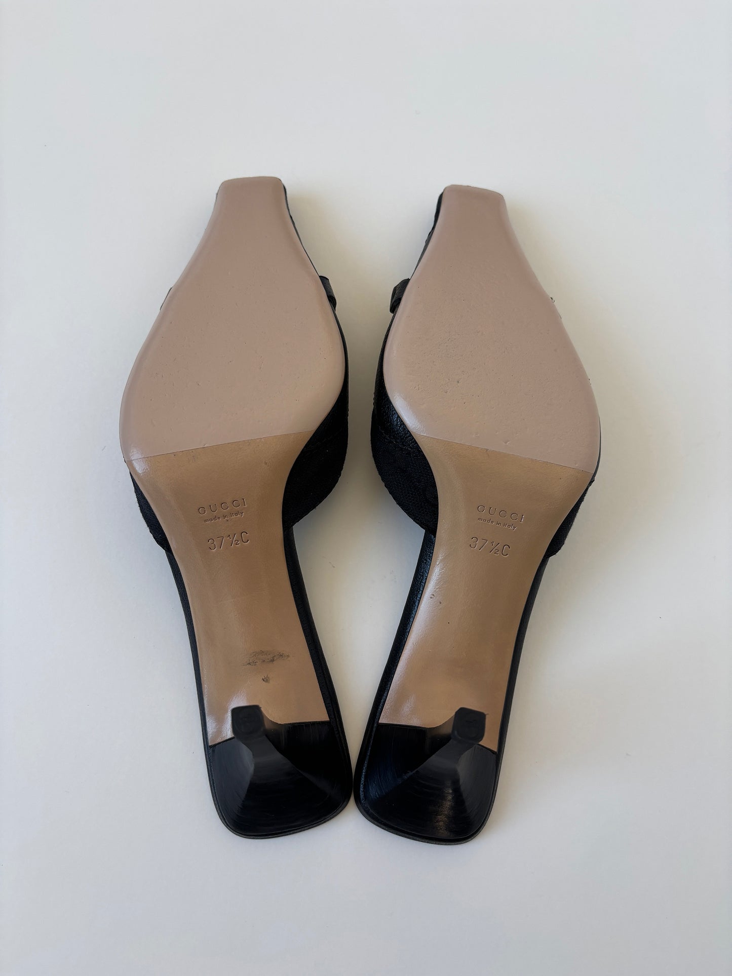 Gucci by Tom Ford 2000s black squared chain & monogram mules (EU 37,5 / US 7)